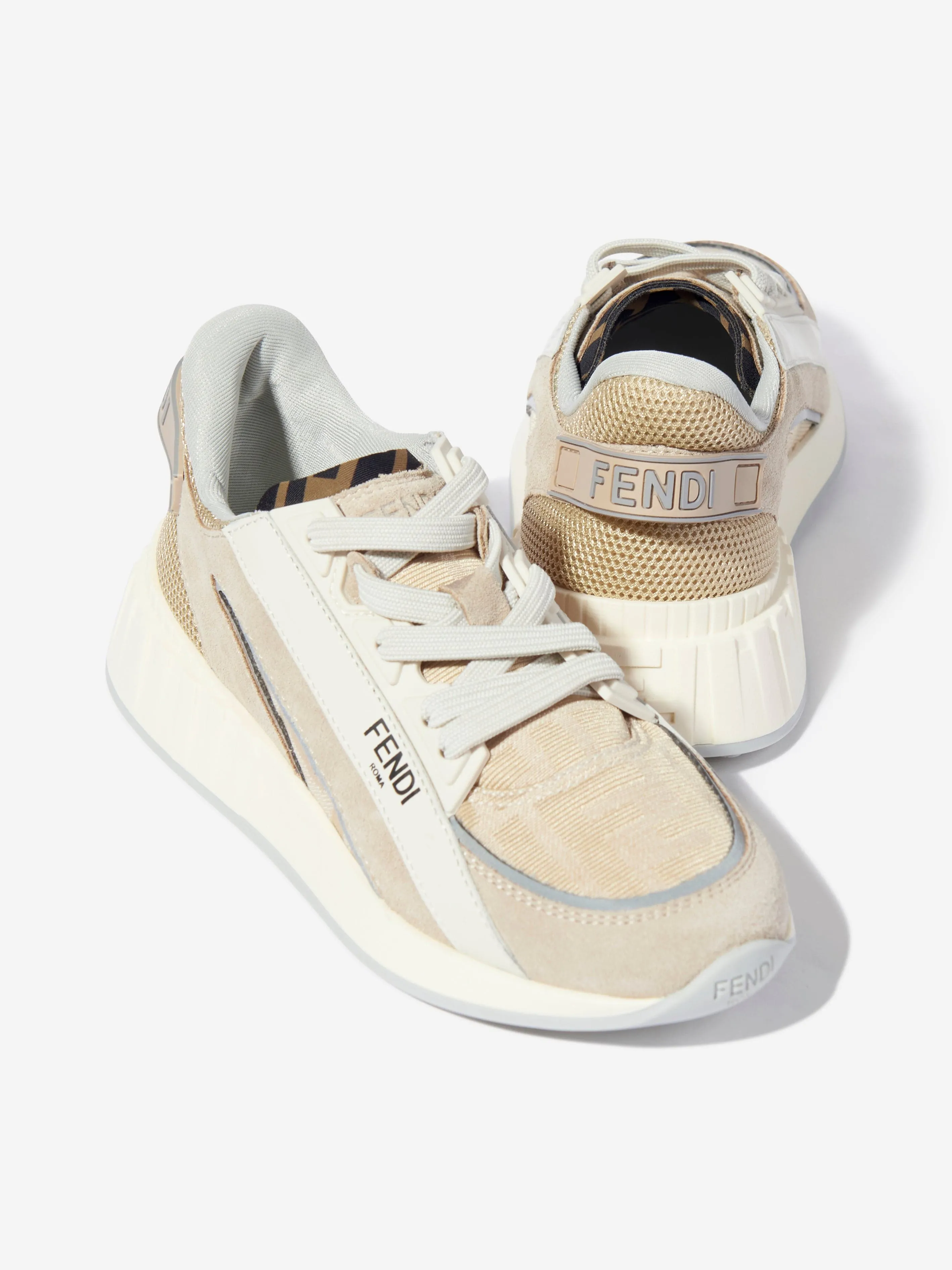 Baskets Jacquard Logo FF pour Enfants en Beige
