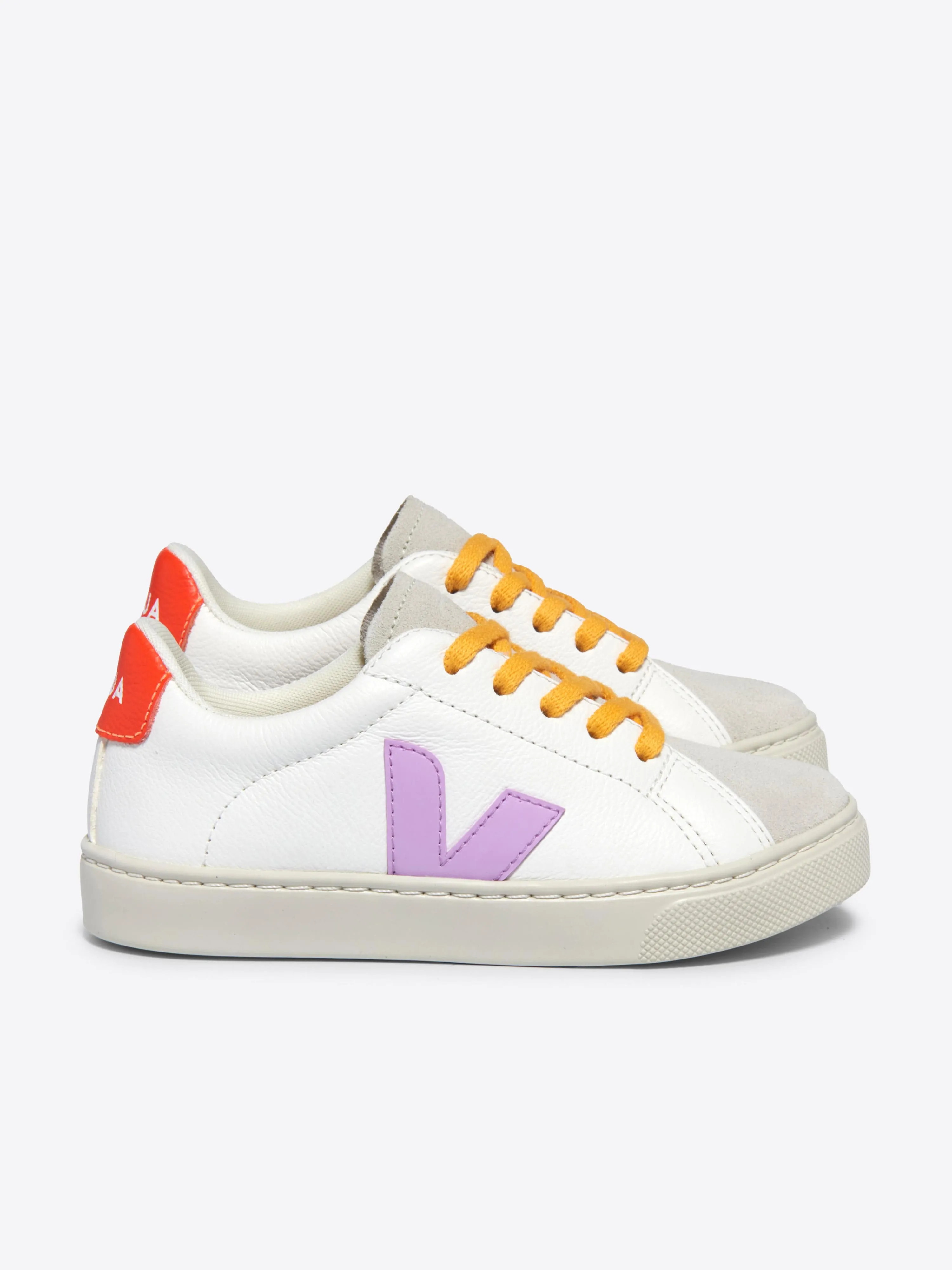 Baskets Esplar en cuir à lacets pour enfants en blanc