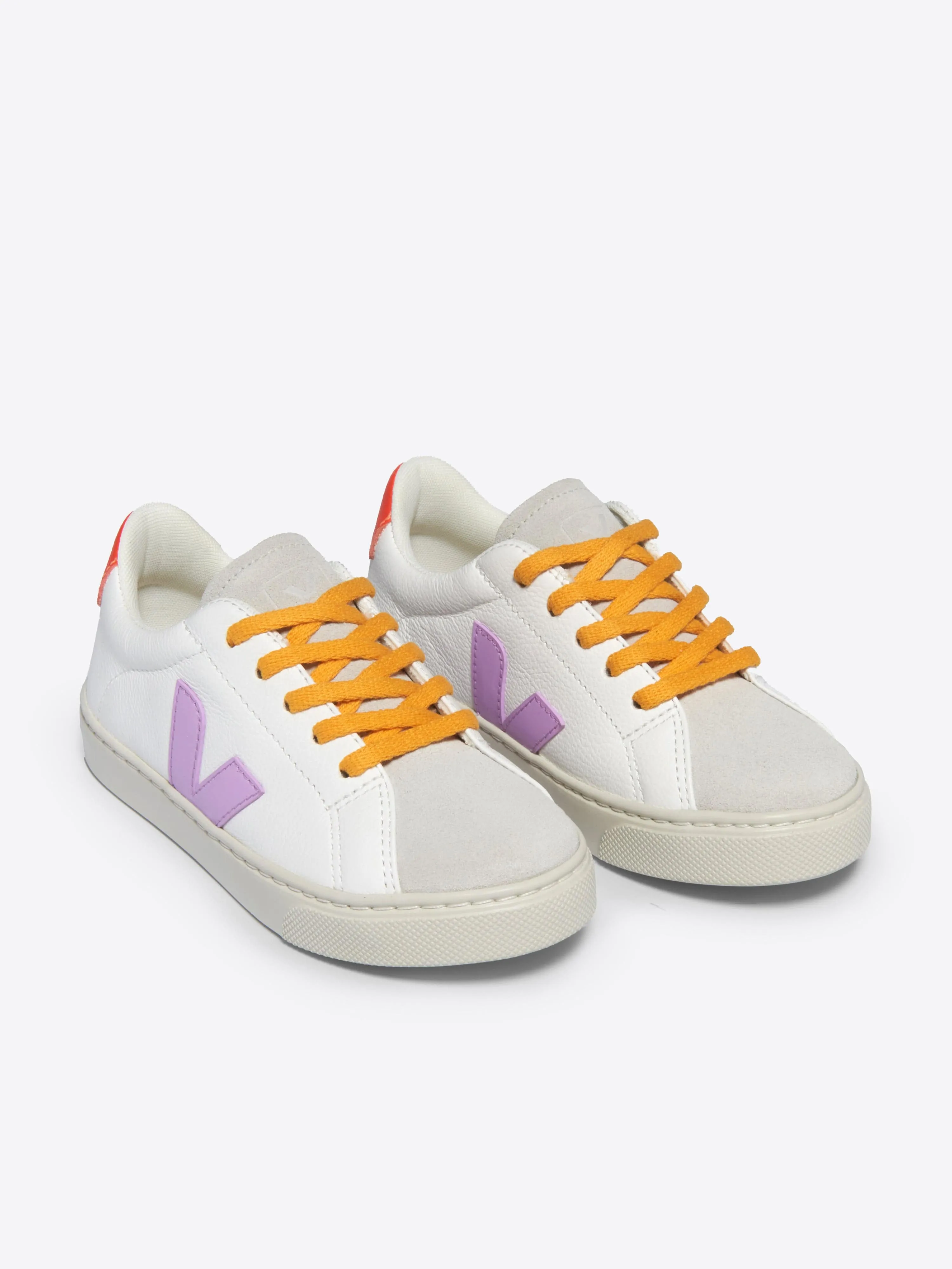 Baskets Esplar en cuir à lacets pour enfants en blanc