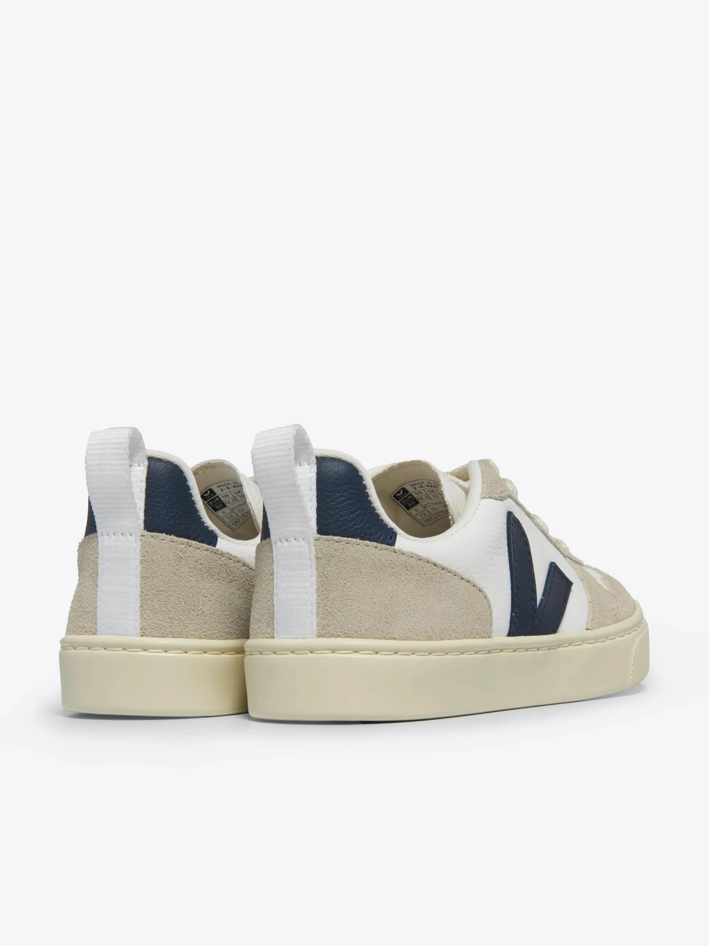 Baskets en cuir à lacets pour enfants V-10 en blanc