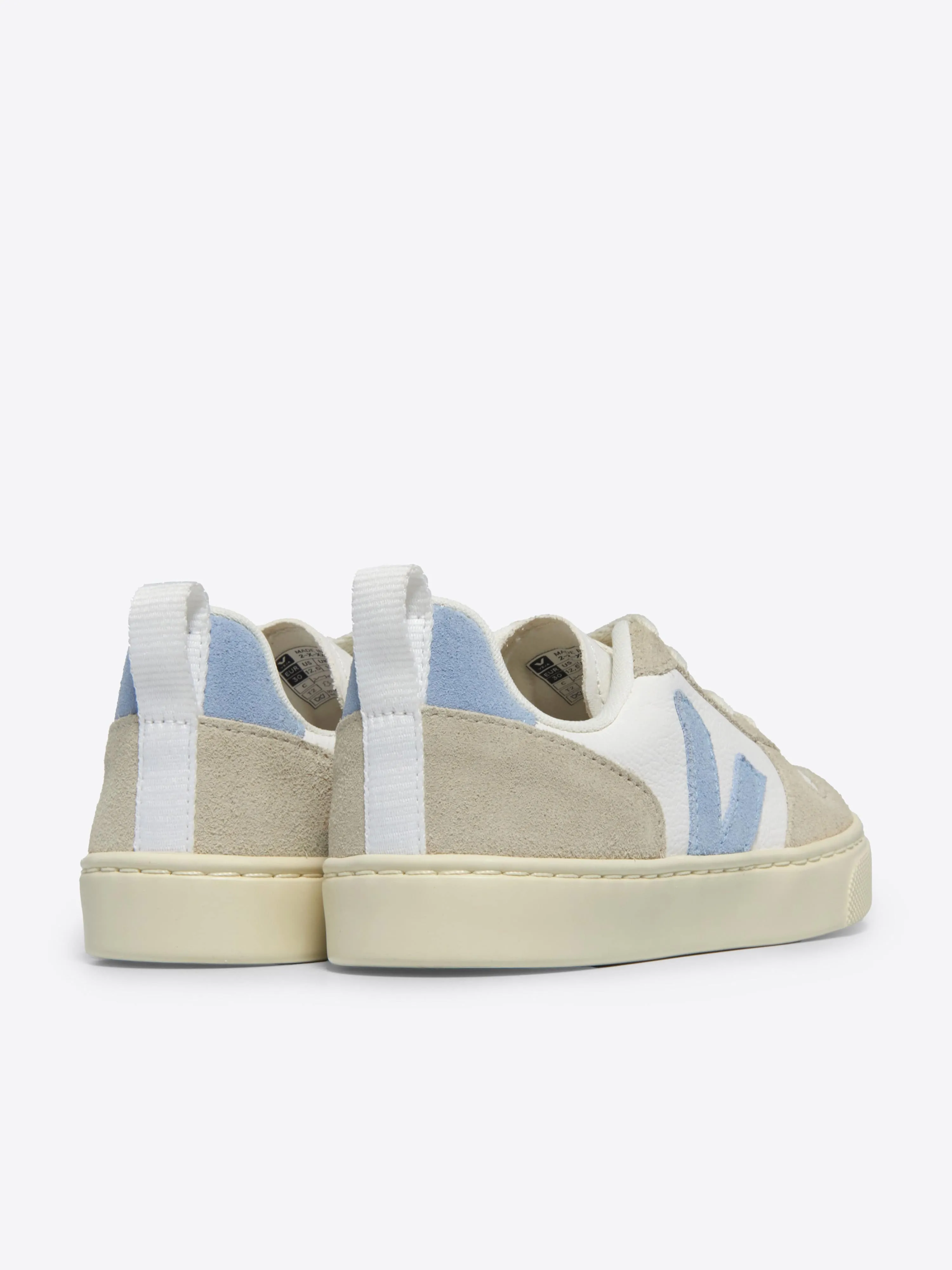 Baskets en cuir à lacets pour enfants V-10 en blanc