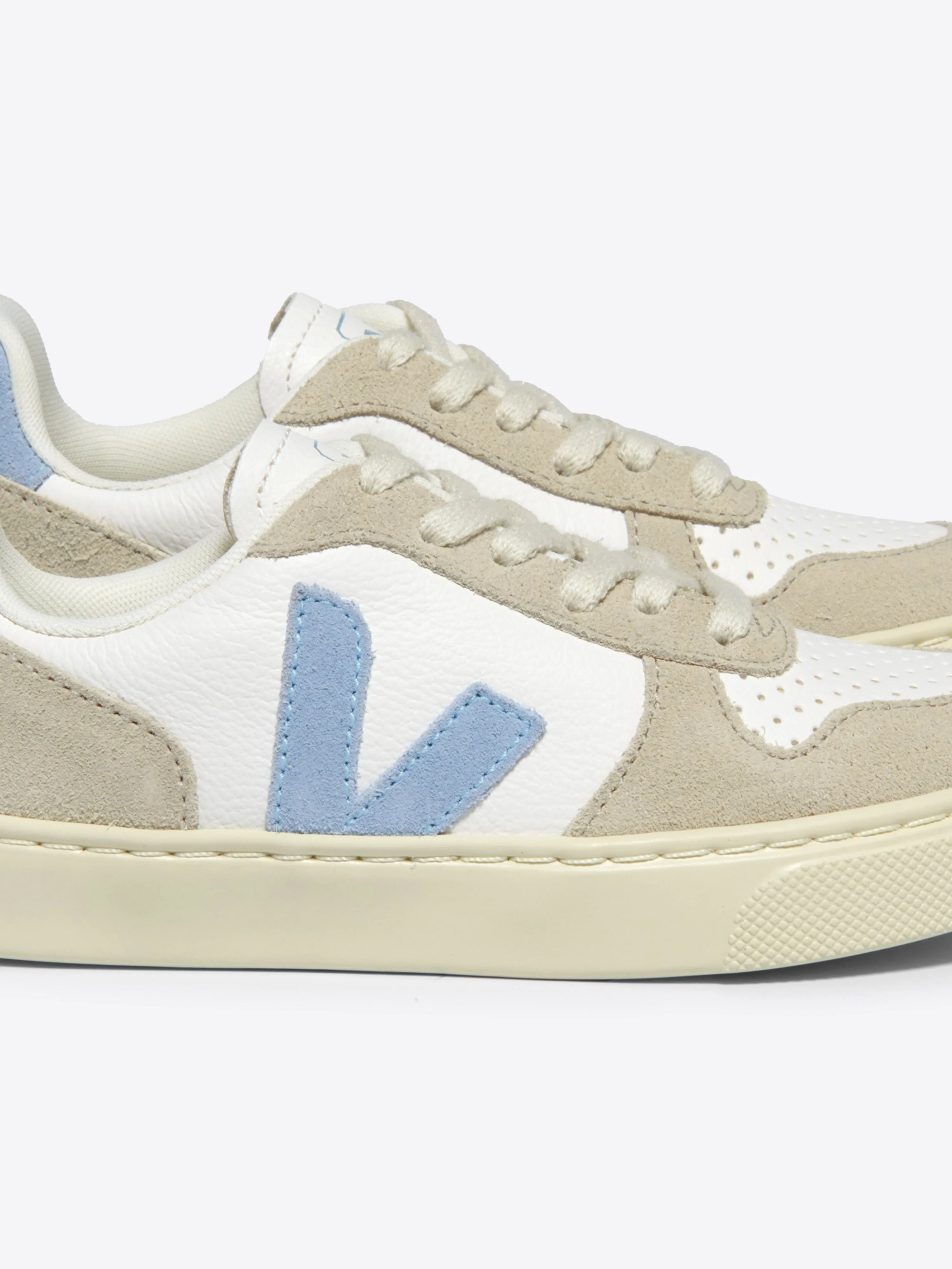 Baskets en cuir à lacets pour enfants V-10 en blanc