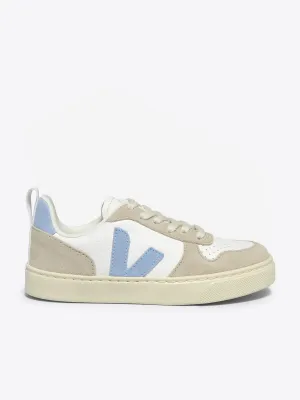 Baskets en cuir à lacets pour enfants V-10 en blanc
