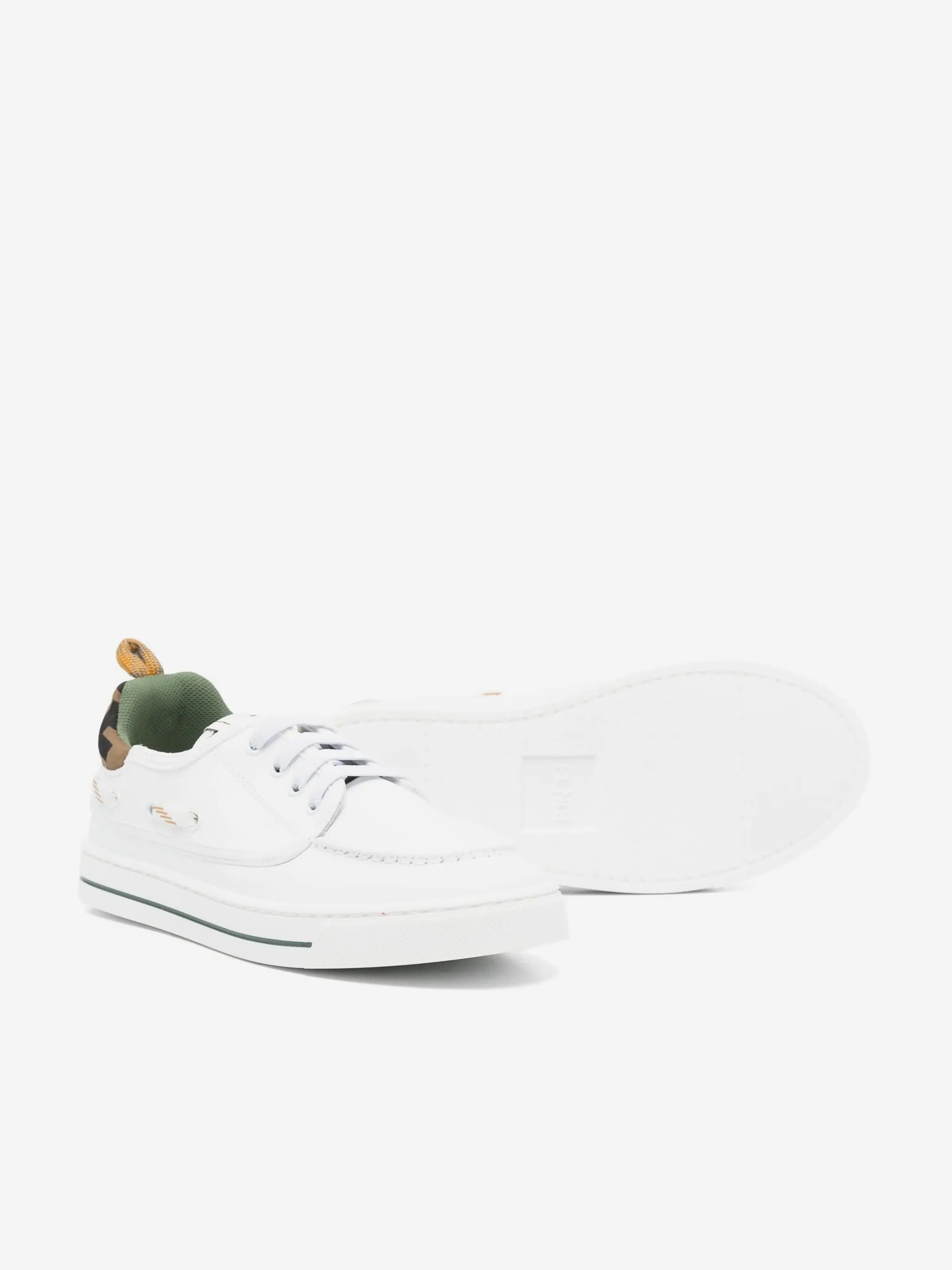Baskets en Cuir et Jacquard pour Enfants en Blanc