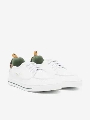 Baskets en Cuir et Jacquard pour Enfants en Blanc