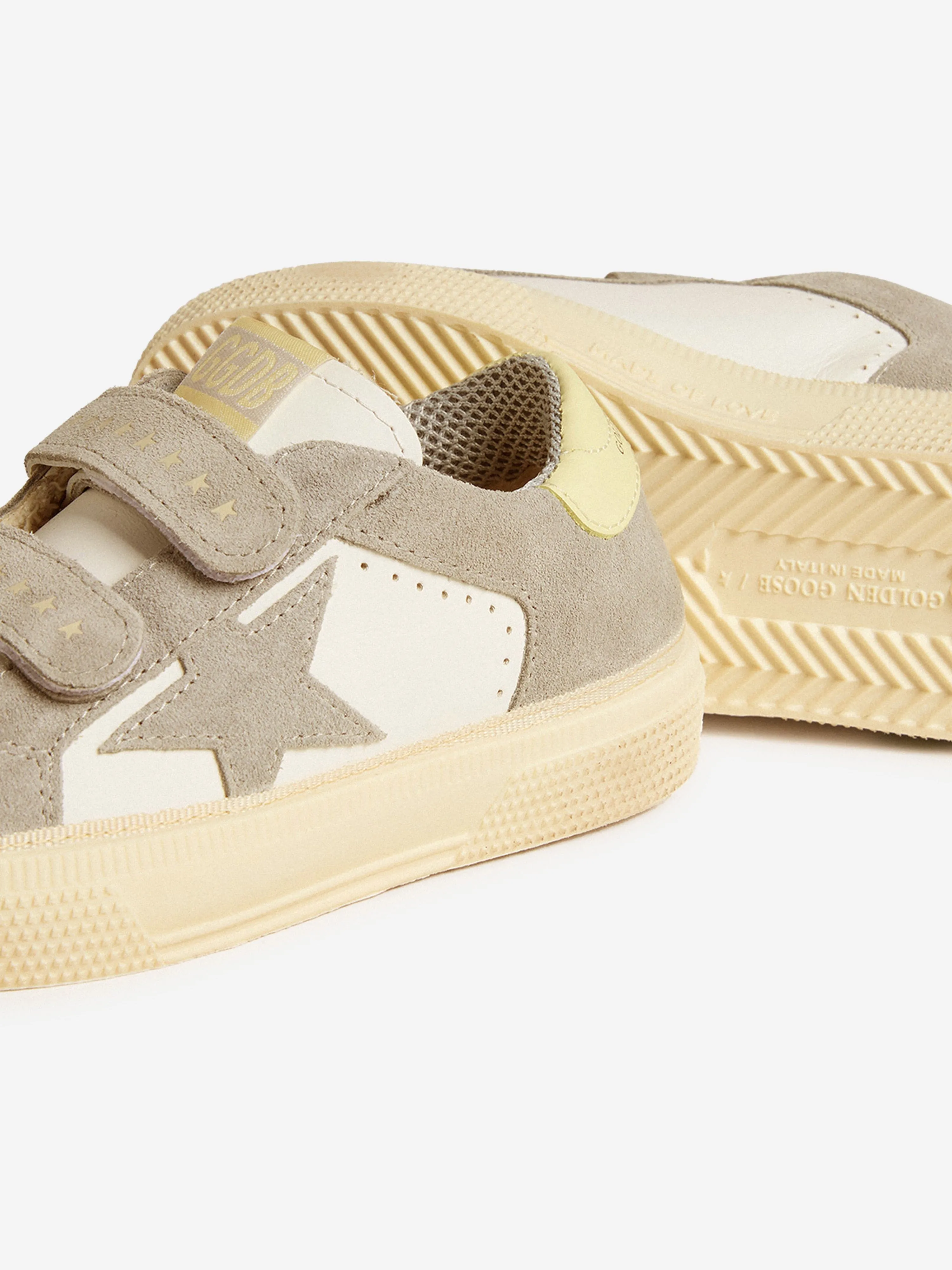 Baskets Scolaires en Cuir et Daim pour Enfants en Blanc