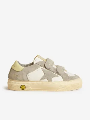 Baskets Scolaires en Cuir et Daim pour Enfants en Blanc