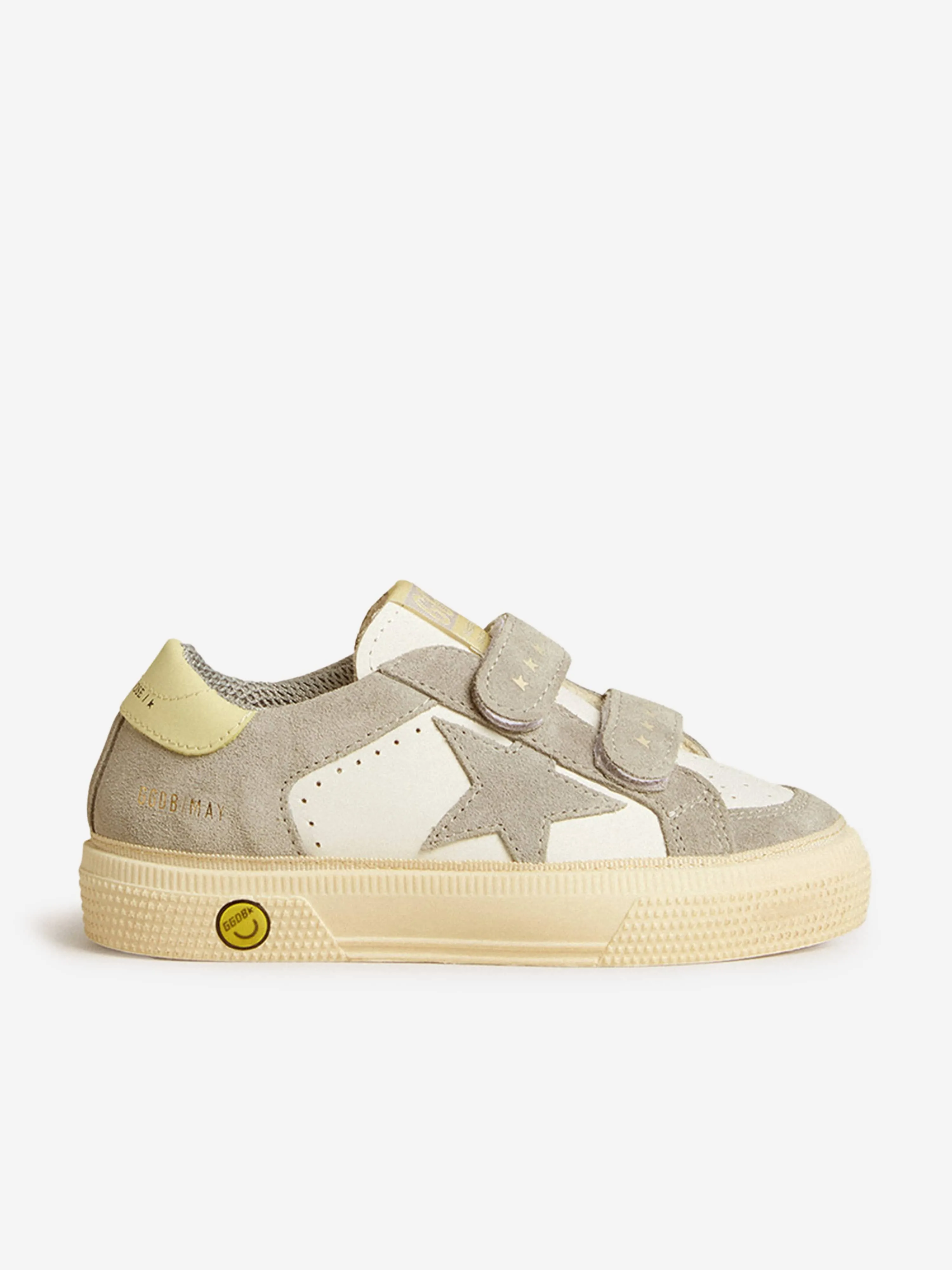 Baskets Scolaires en Cuir et Daim pour Enfants en Blanc