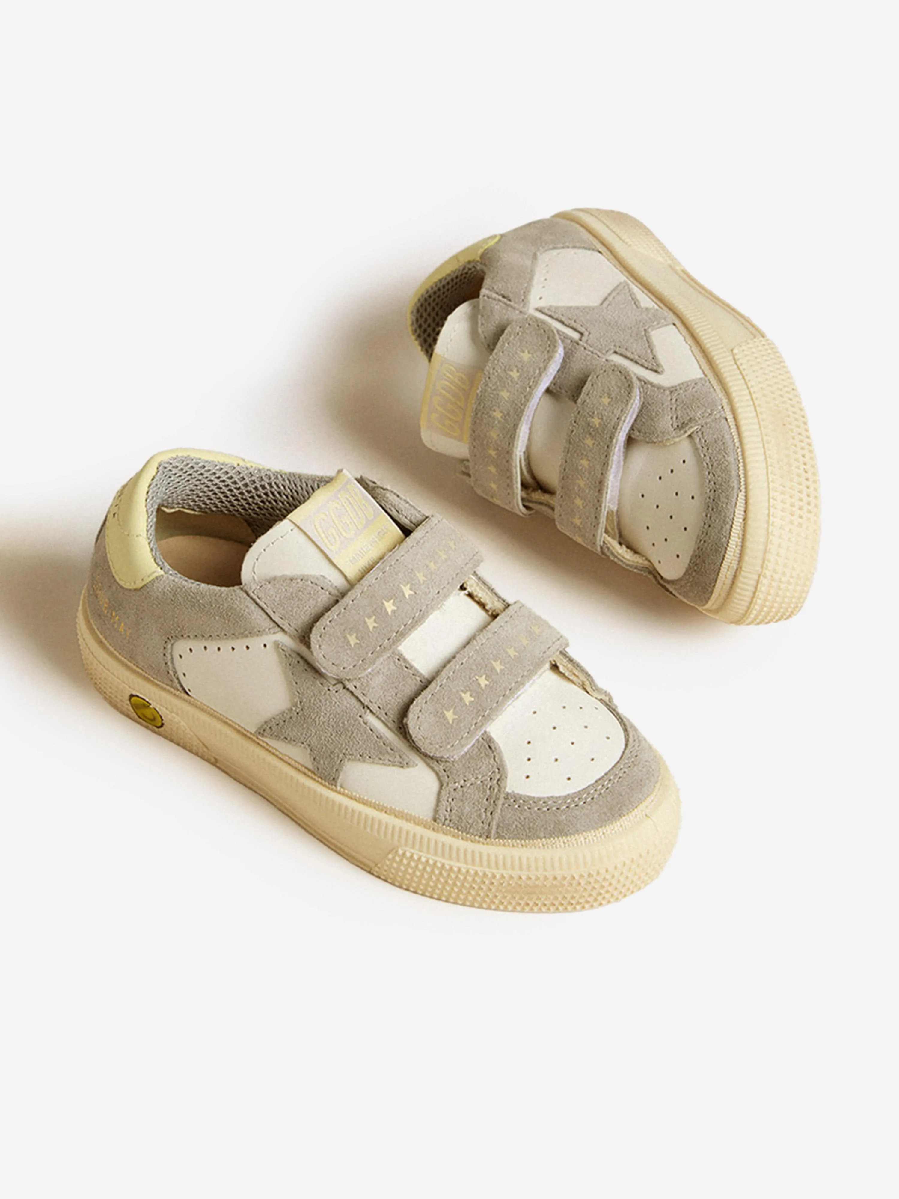 Baskets Scolaires en Cuir et Daim pour Enfants en Blanc