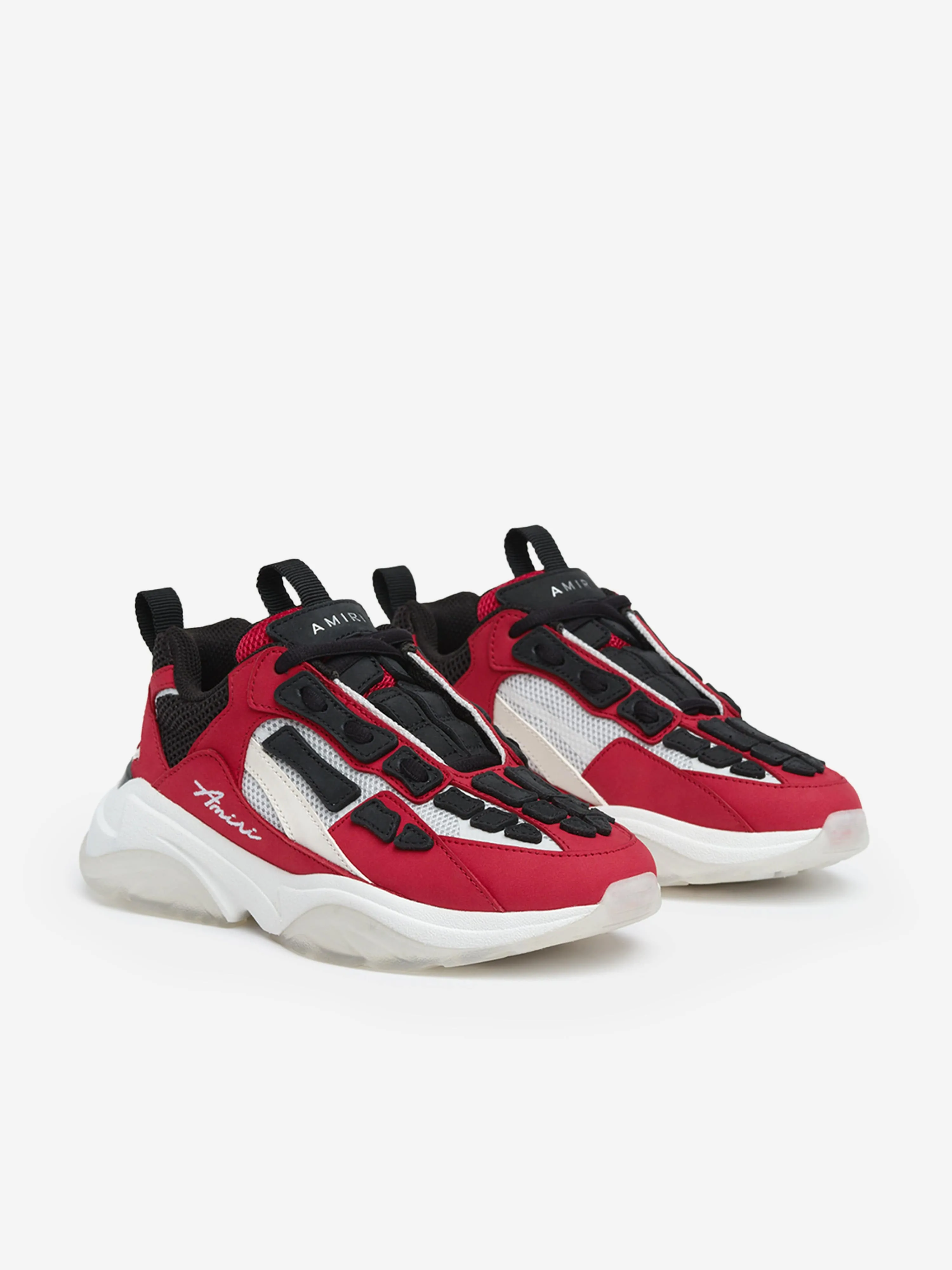 Baskets en cuir osseux pour enfants en rouge