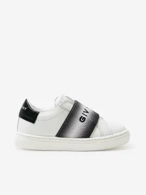 Baskets en cuir brodé avec logo pour enfants en noir