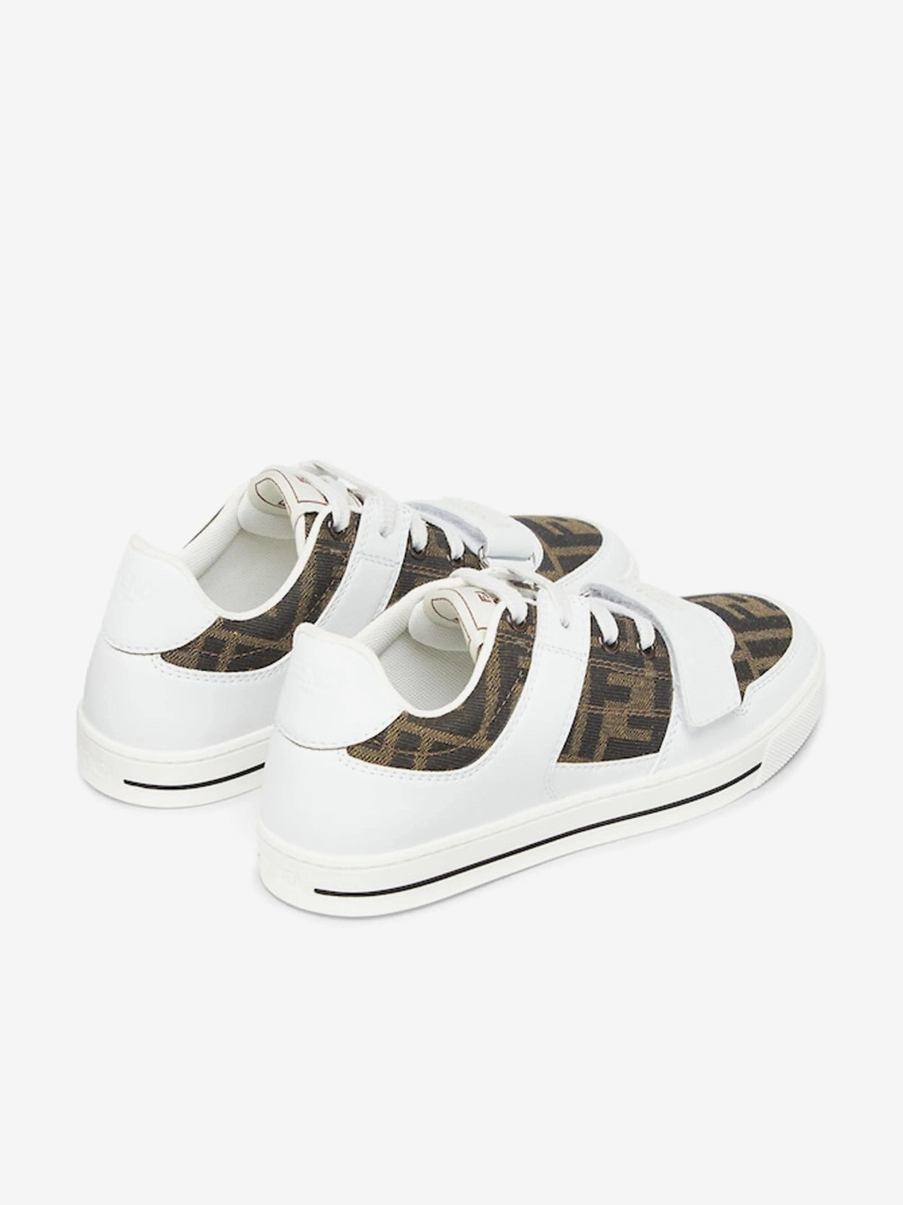 Baskets en cuir Jacquard avec logo pour enfants en blanc