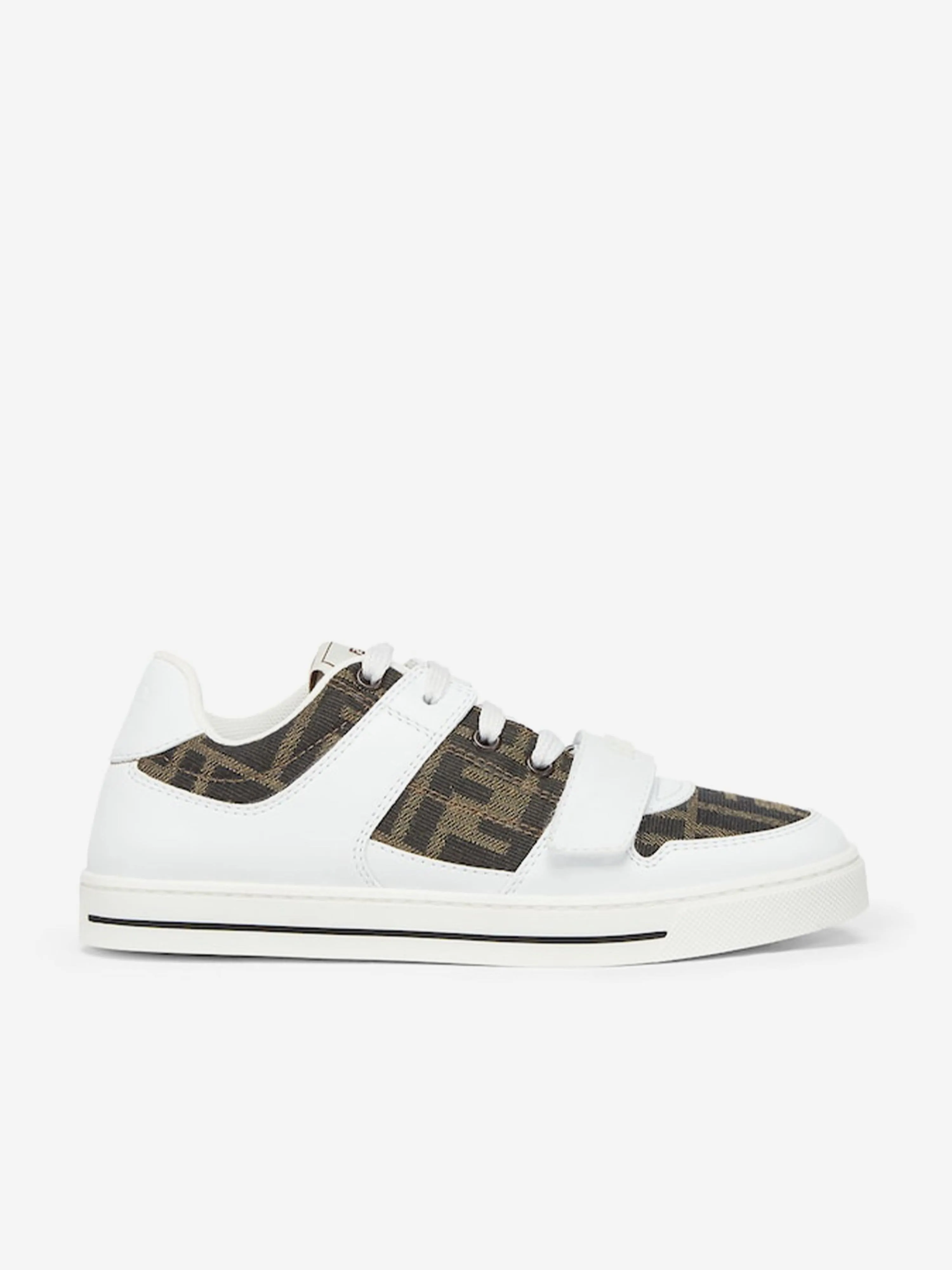 Baskets en cuir Jacquard avec logo pour enfants en blanc