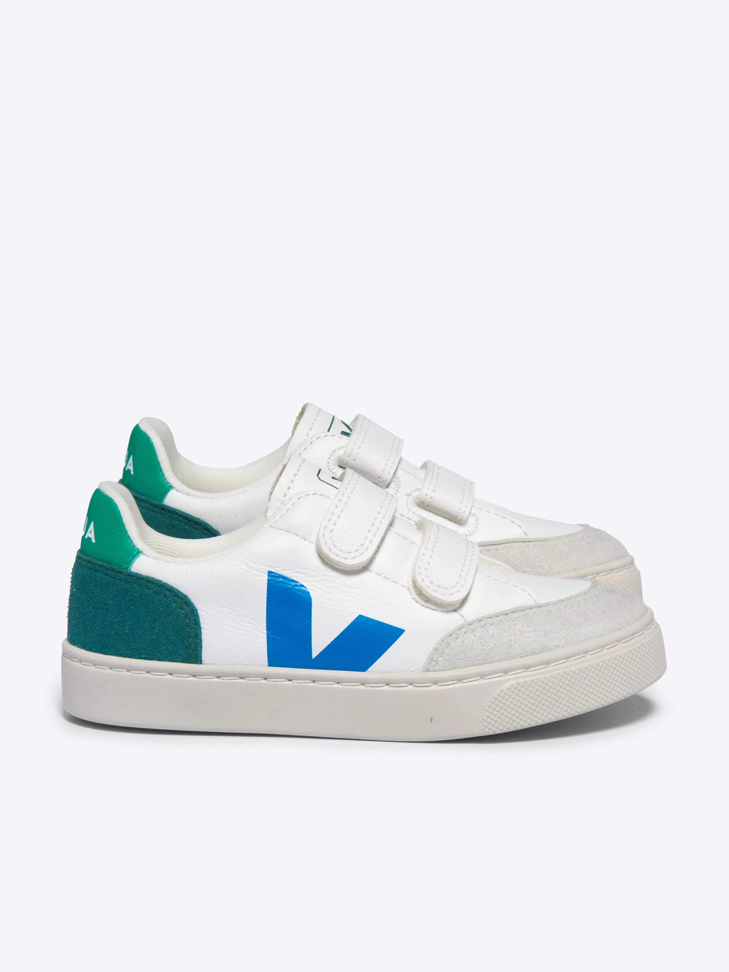 Baskets en cuir V-12 pour enfants en blanc
