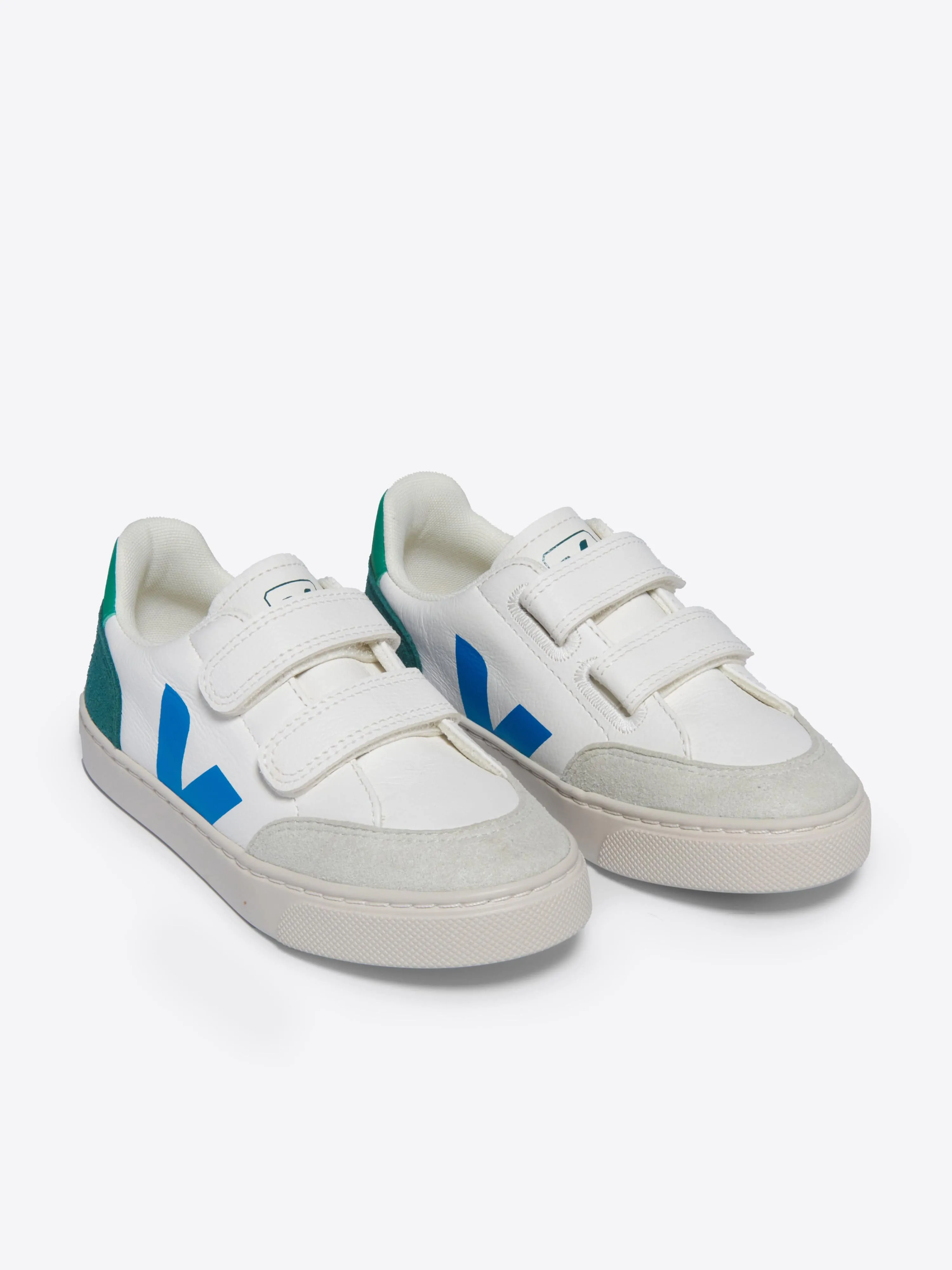 Baskets en cuir V-12 pour enfants en blanc