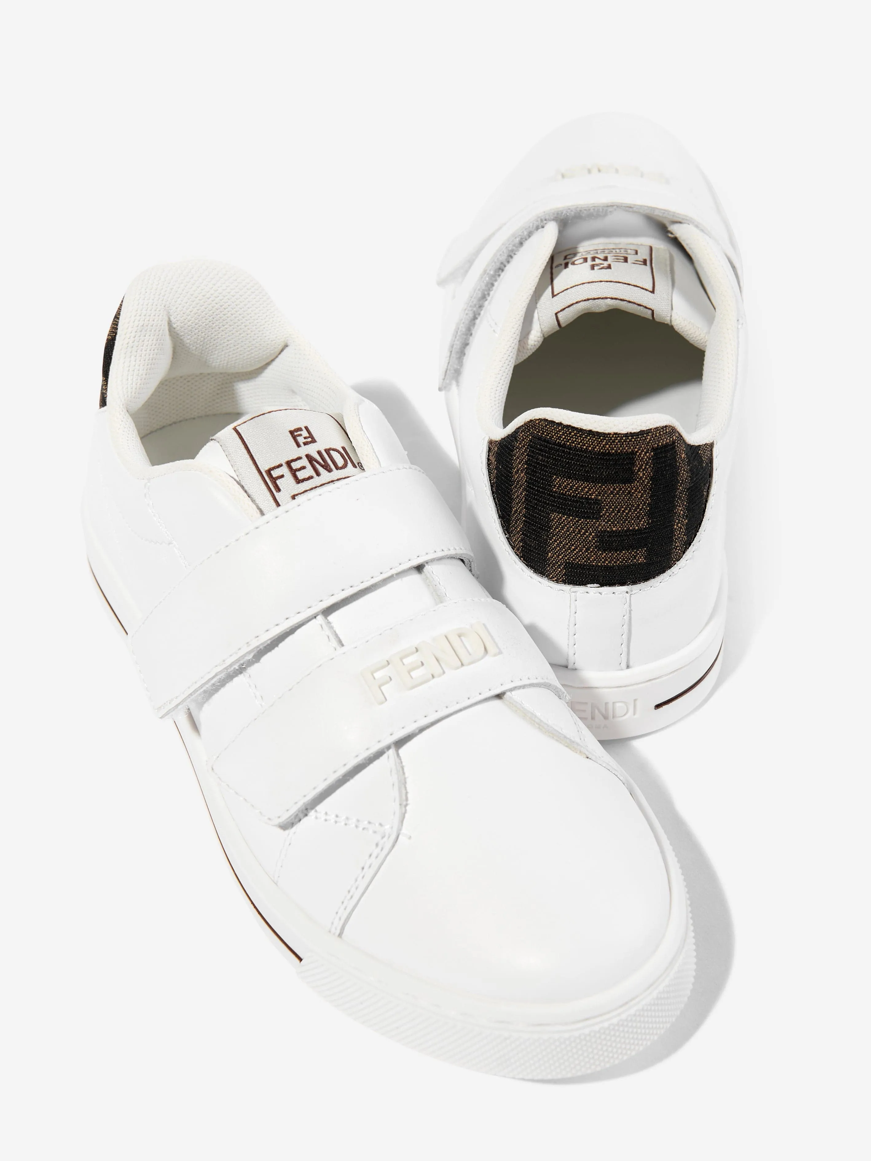 Baskets à scratch en cuir pour enfants en blanc