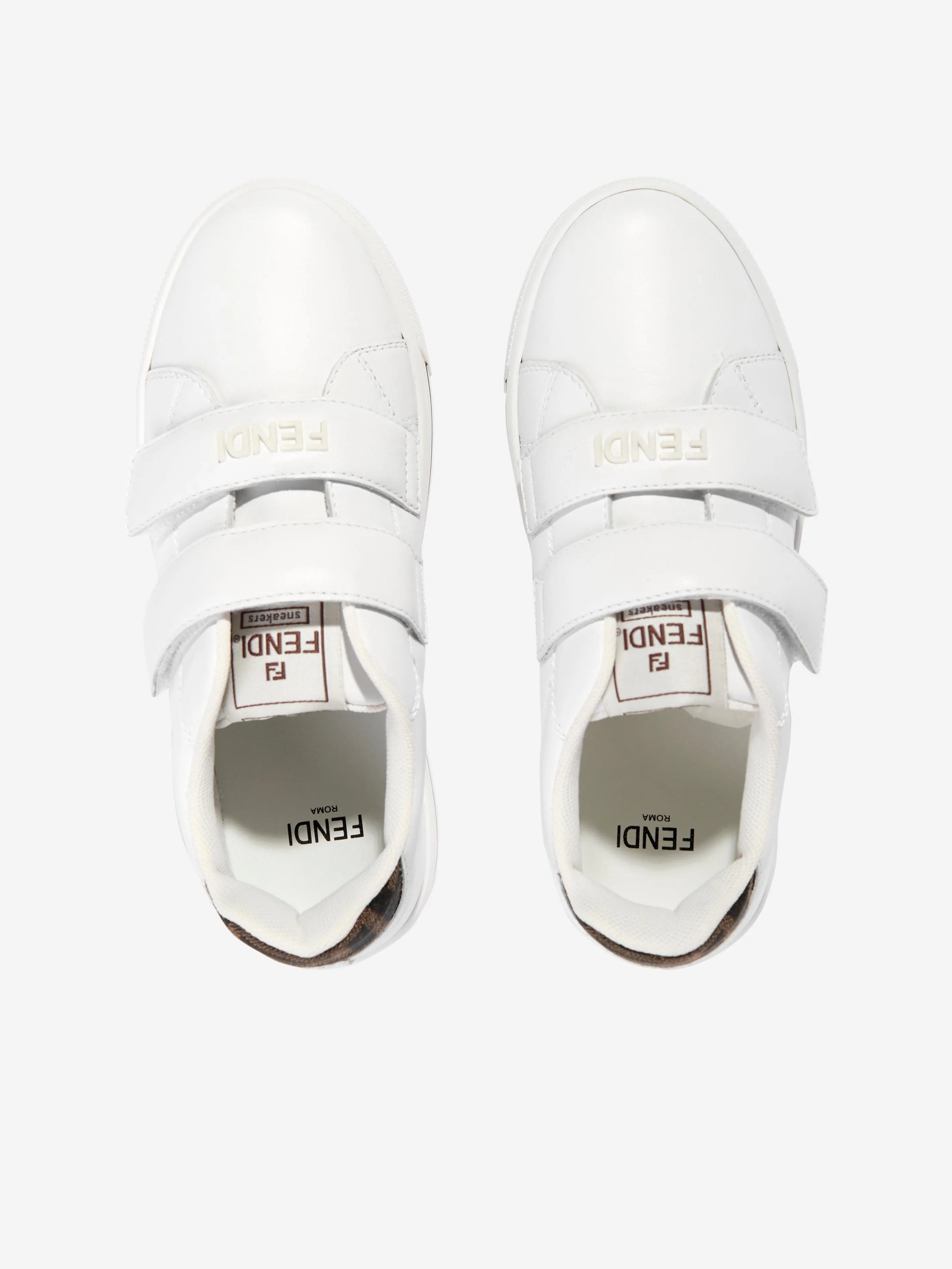 Baskets à scratch en cuir pour enfants en blanc