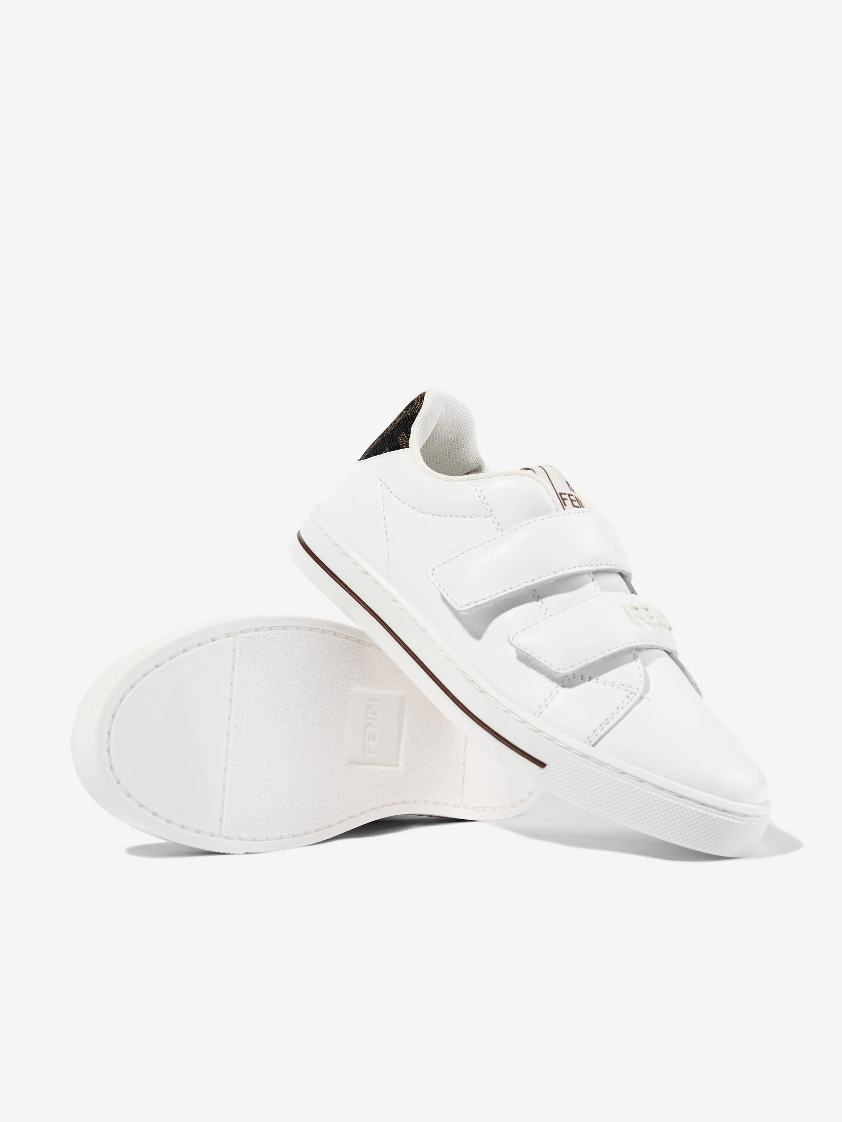Baskets à scratch en cuir pour enfants en blanc
