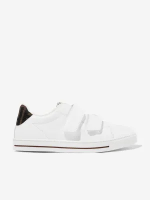 Baskets à scratch en cuir pour enfants en blanc