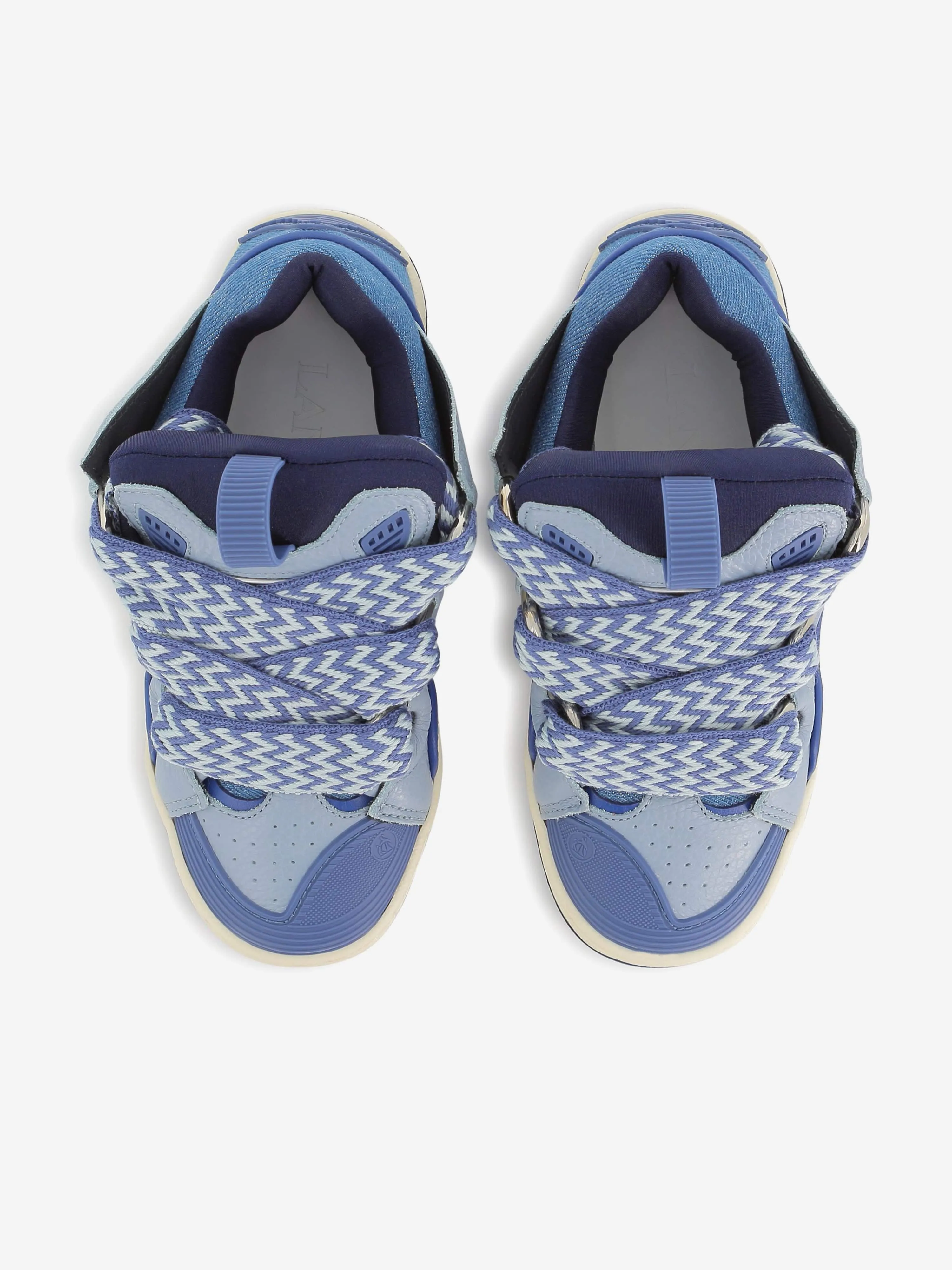 Baskets Curb en Denim et Cuir Lanvin Enfant