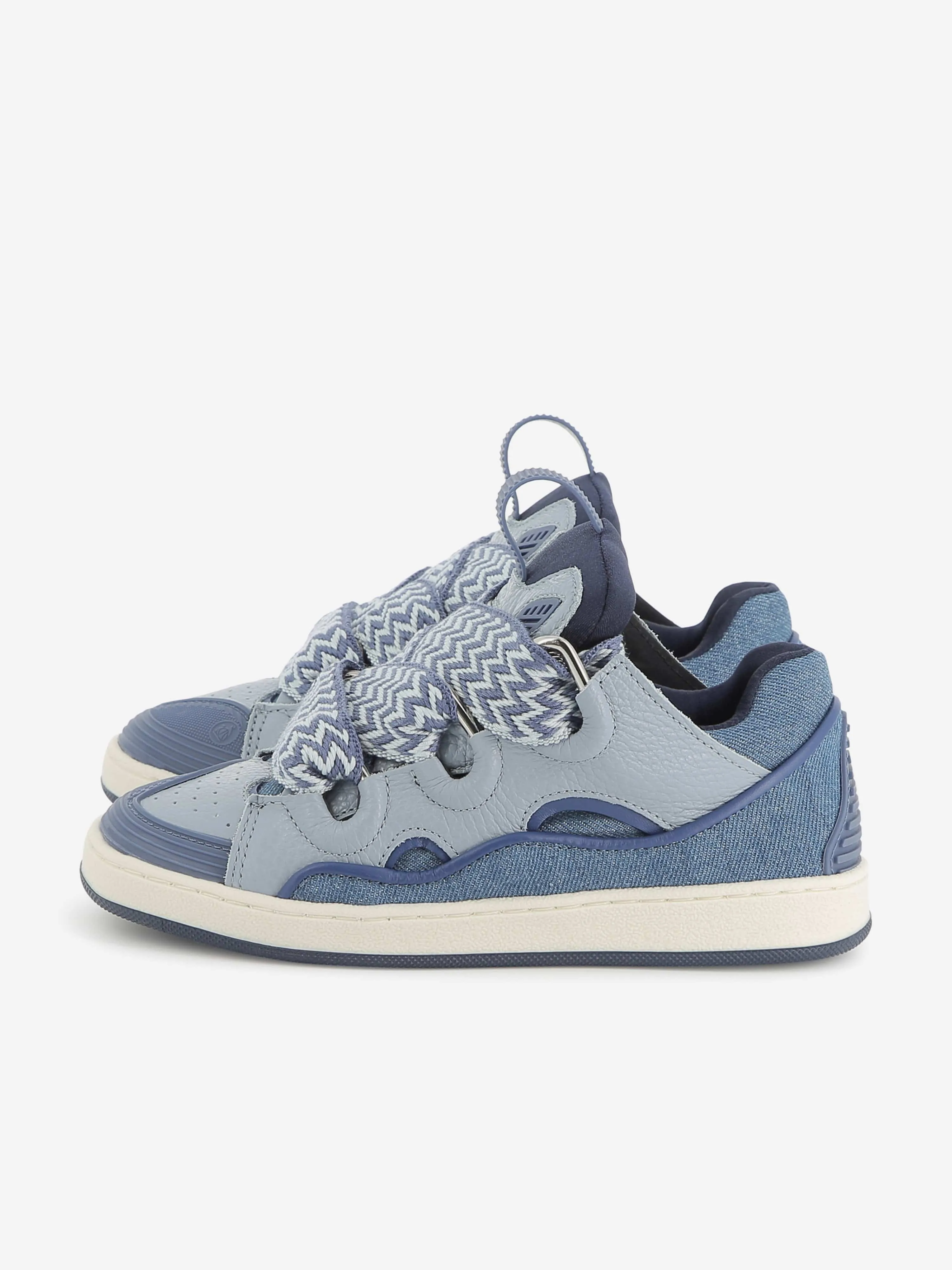 Baskets Curb en Denim et Cuir Lanvin Enfant