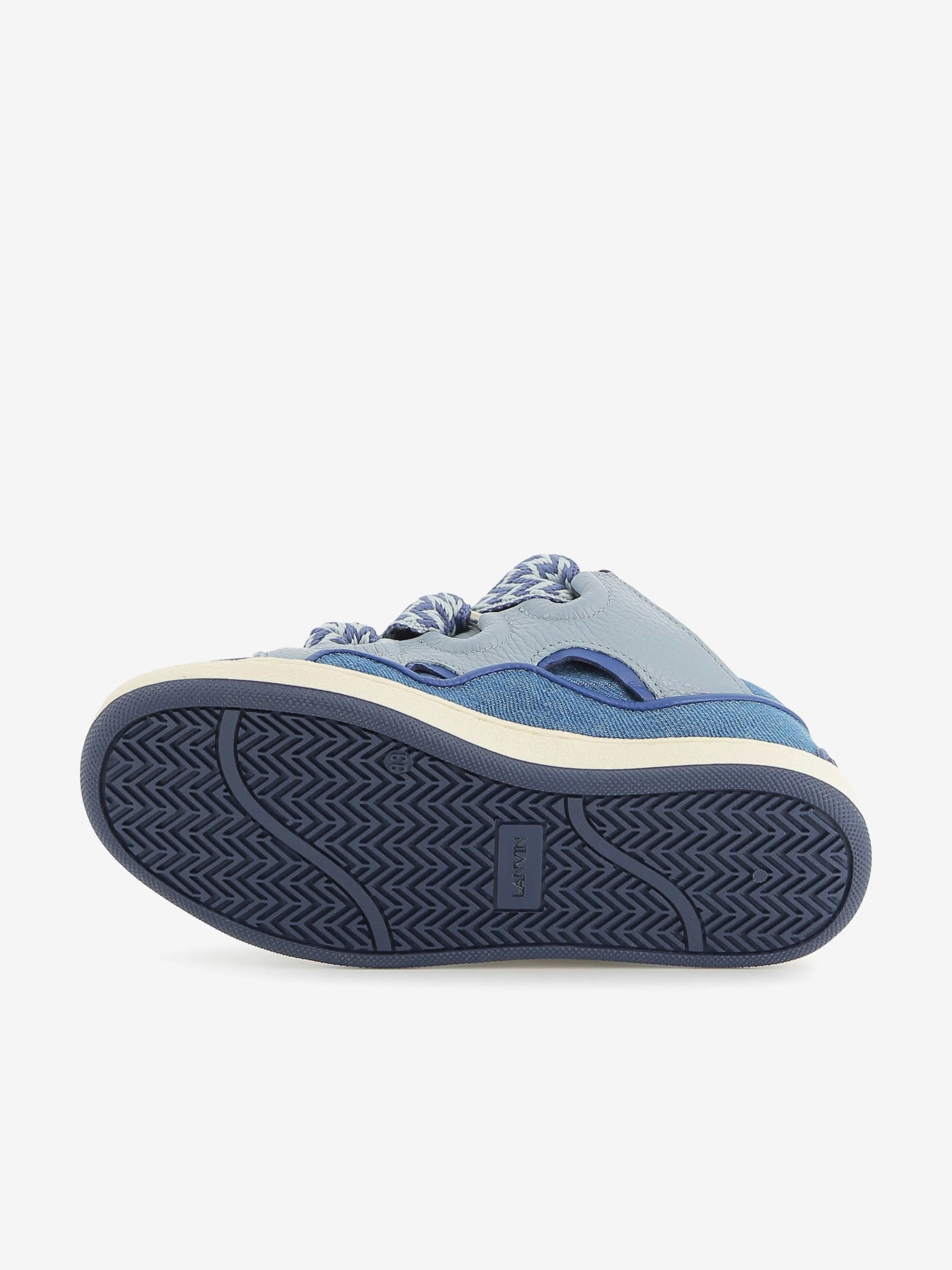 Baskets Curb en Denim et Cuir Lanvin Enfant