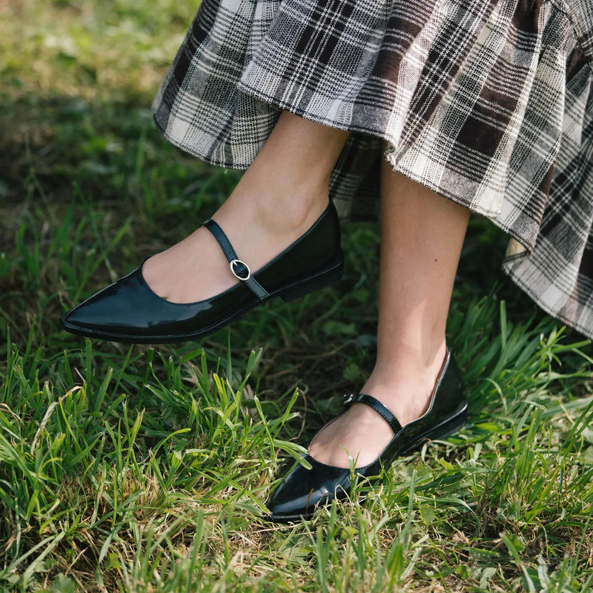 LARGO FLATS CUIR VERNI MINUIT