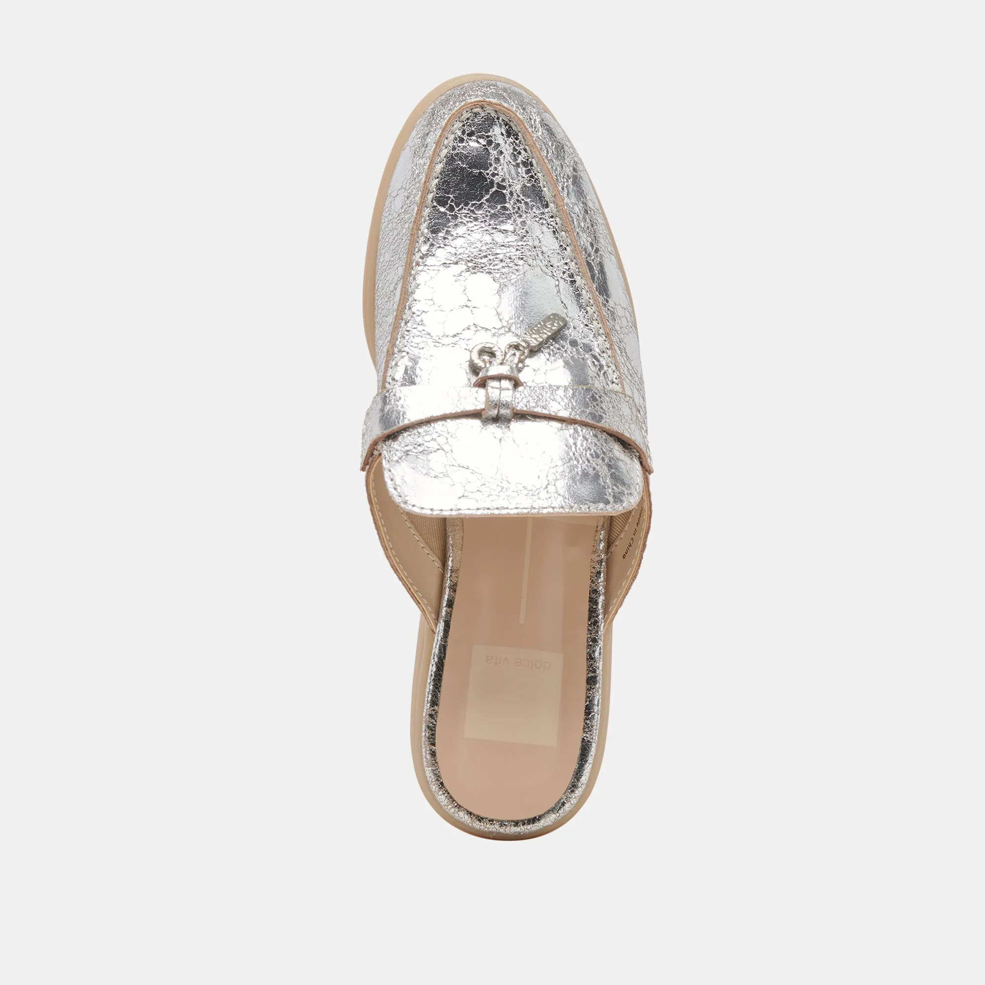 LASAIL FLATS CUIR ARGENTÉ VIEILLI