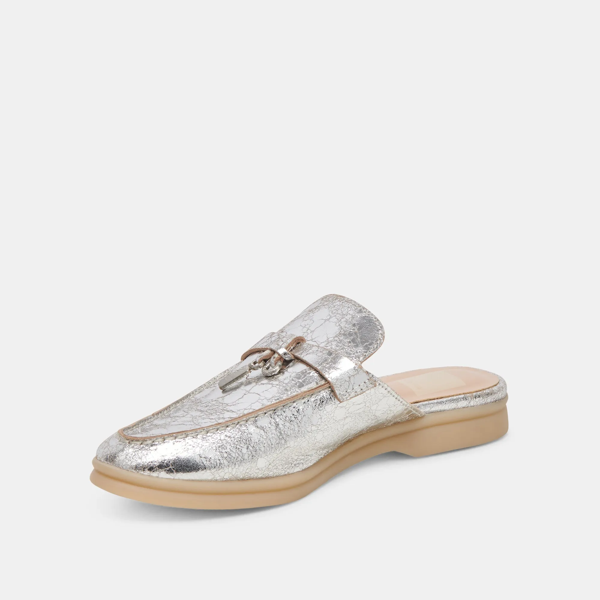 LASAIL FLATS CUIR ARGENTÉ VIEILLI
