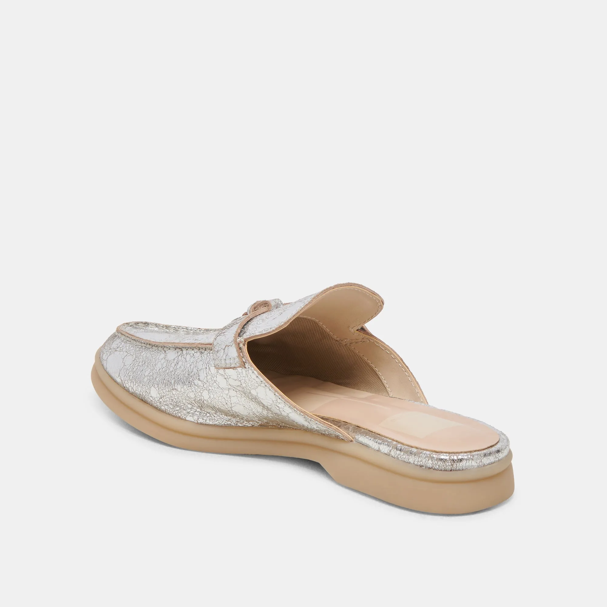 LASAIL FLATS CUIR ARGENTÉ VIEILLI
