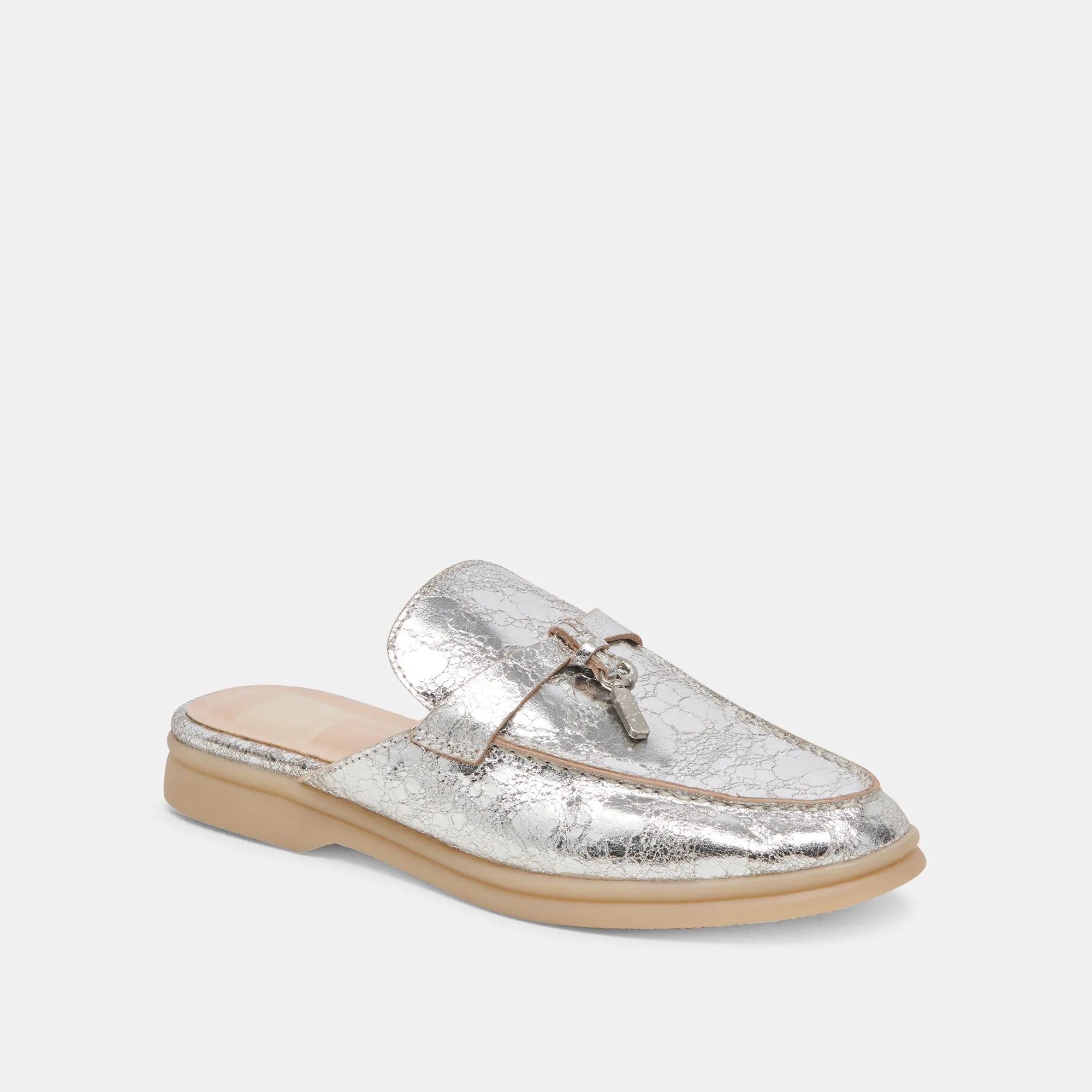 LASAIL FLATS CUIR ARGENTÉ VIEILLI