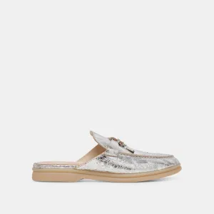 LASAIL FLATS CUIR ARGENTÉ VIEILLI