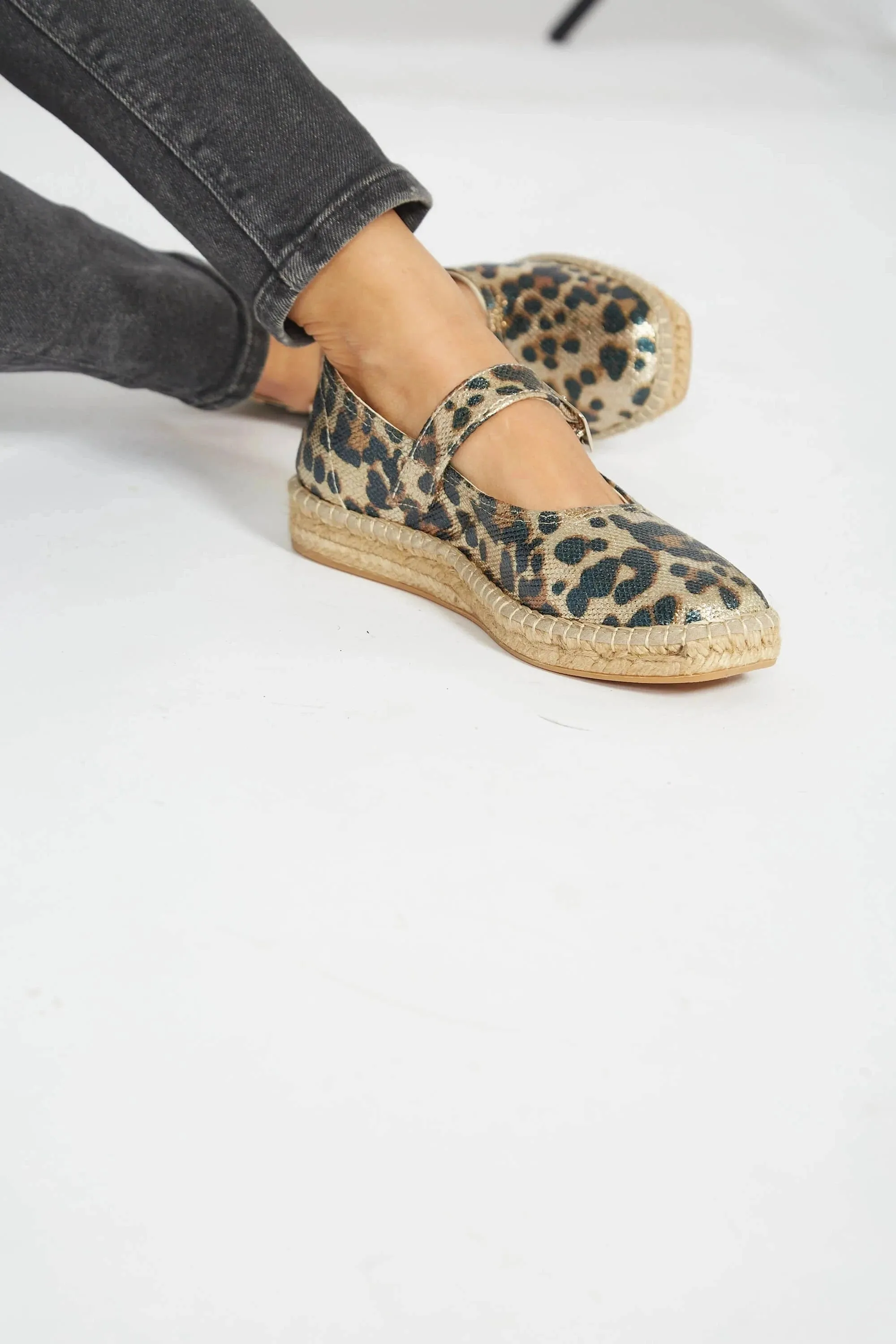 Manoletines Léopard Végan en Lin et Jute Recyclés | Multi