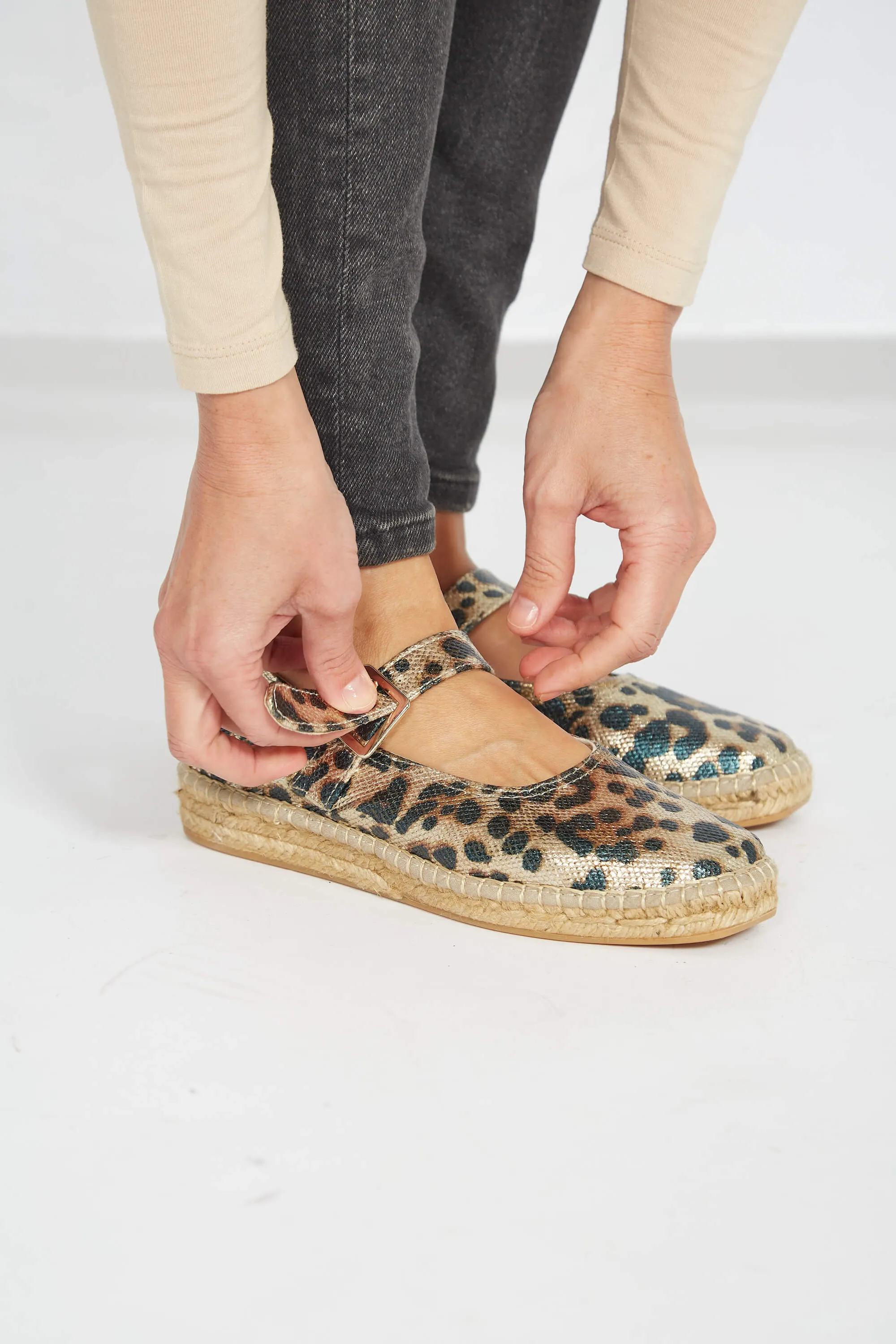 Manoletines Léopard Végan en Lin et Jute Recyclés | Multi