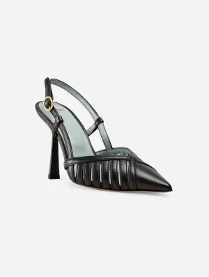 Escarpins Lila Vegan Apple Leather à Brides | Noir