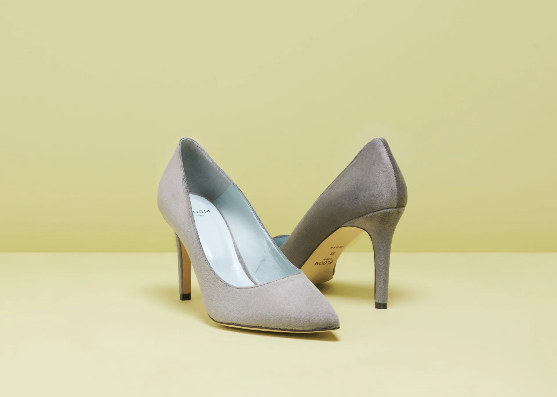 Mara Velvet Escarpins Vegan à Bout Pointu | Gris