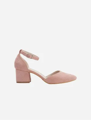 Escarpins bas en velours vegan Marcelle | Rose poussiéreux