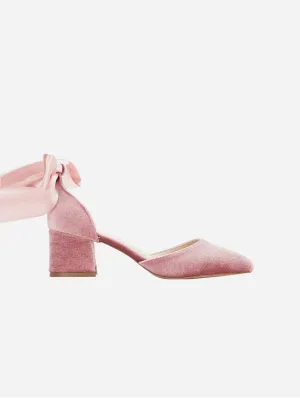 Escarpins bas à ruban velours vegan Marcelle | Rose