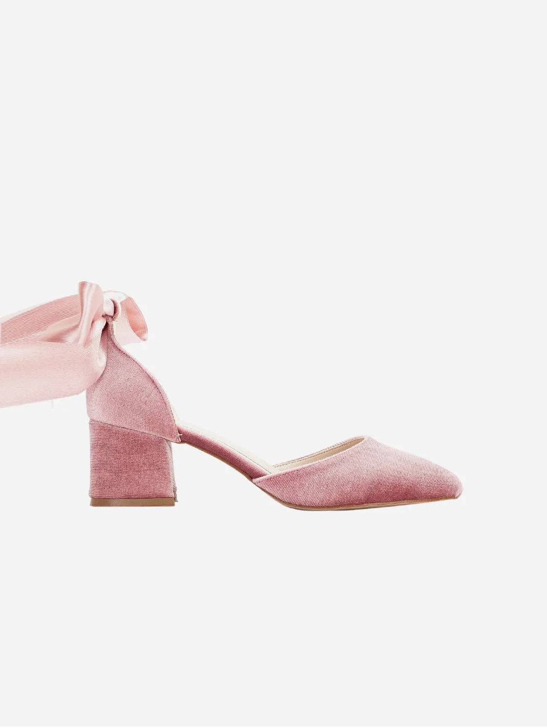 Escarpins bas à ruban velours vegan Marcelle | Rose