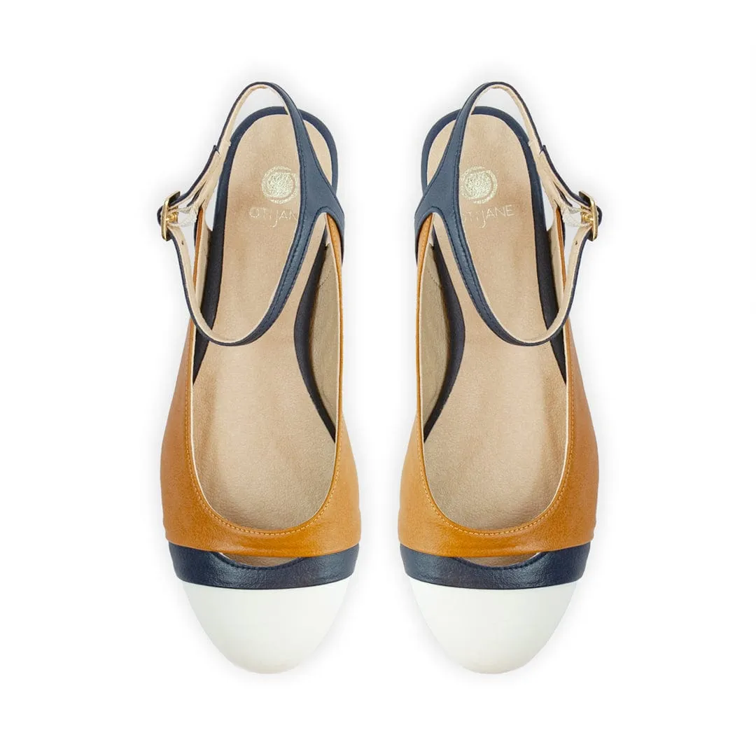 Escarpins Slingback en Simili-Cuir de Maïs Vegan Mariola | Camel