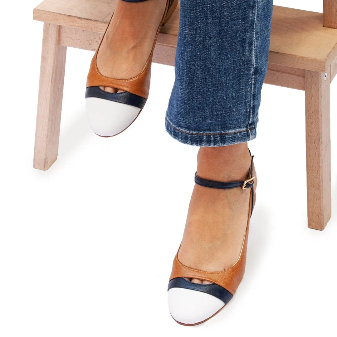 Escarpins Slingback en Simili-Cuir de Maïs Vegan Mariola | Camel