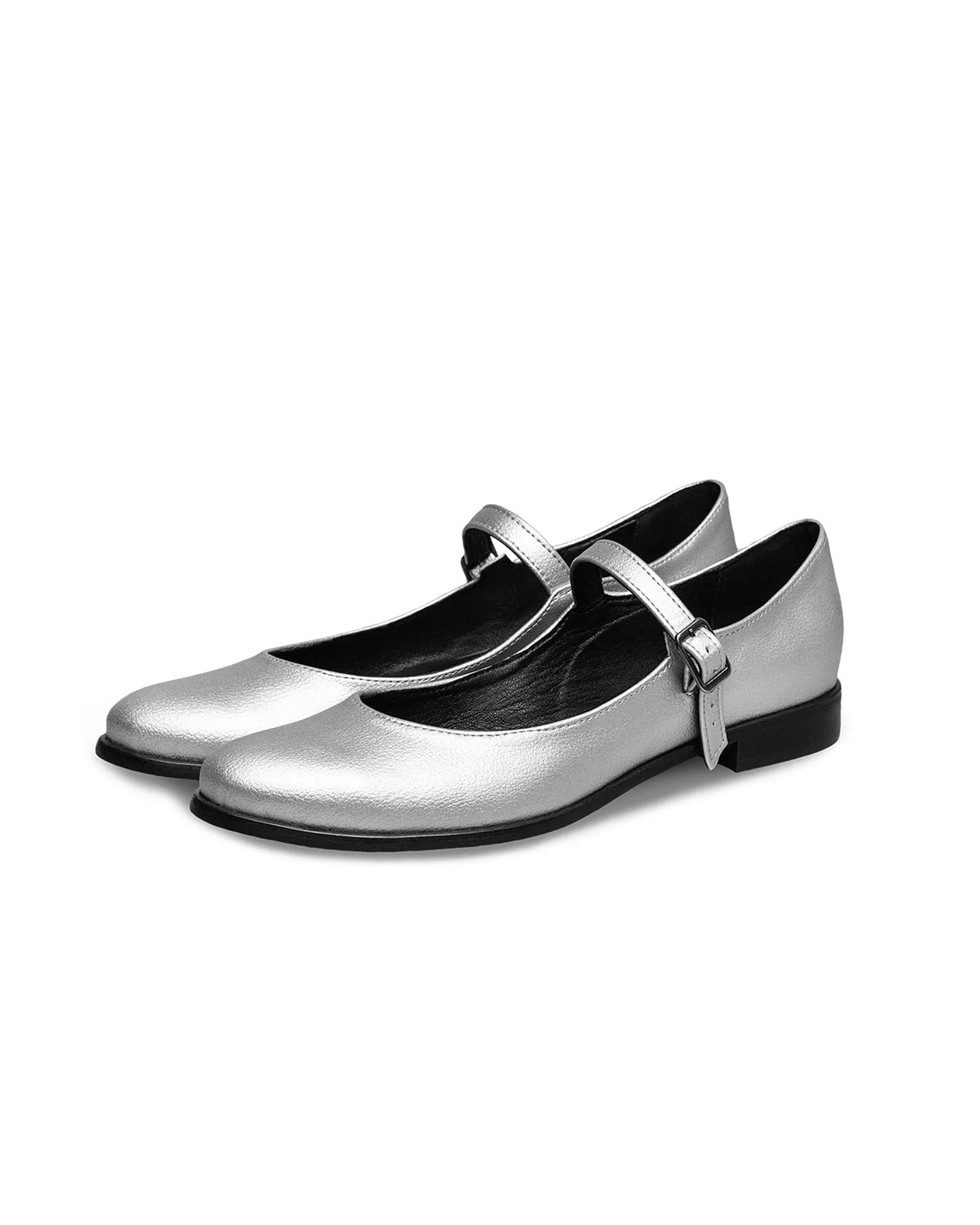 Mary Jane Vegan Grape Ballerines en Similicuir | Argenté