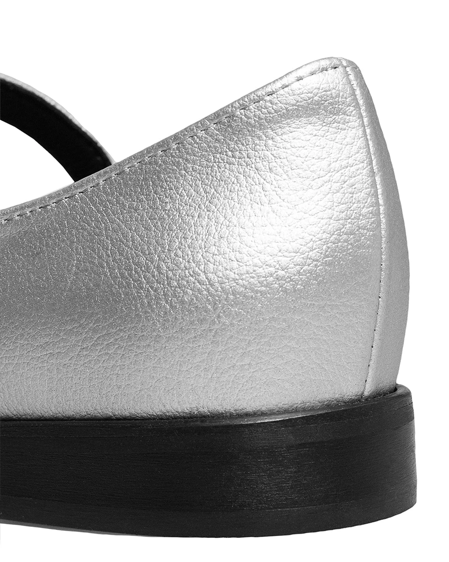 Mary Jane Vegan Grape Ballerines en Similicuir | Argenté