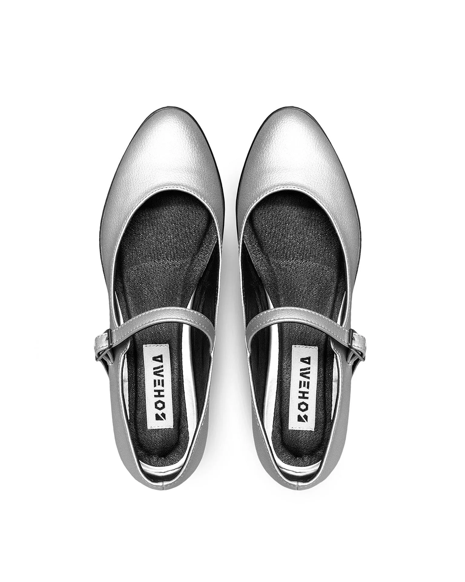 Mary Jane Vegan Grape Ballerines en Similicuir | Argenté