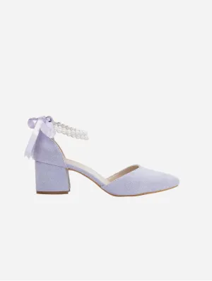 Miranda Escarpins bas en daim vegan perle | Lilas