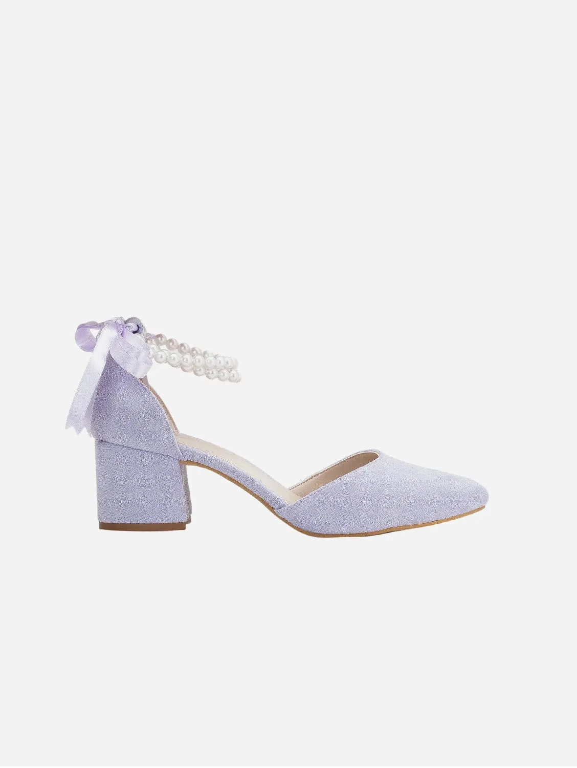 Miranda Escarpins bas en daim vegan perle | Lilas
