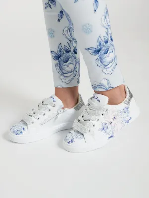 Monnalisa Chaussures de Sport en Cuir pour Filles Frozen en Blanc