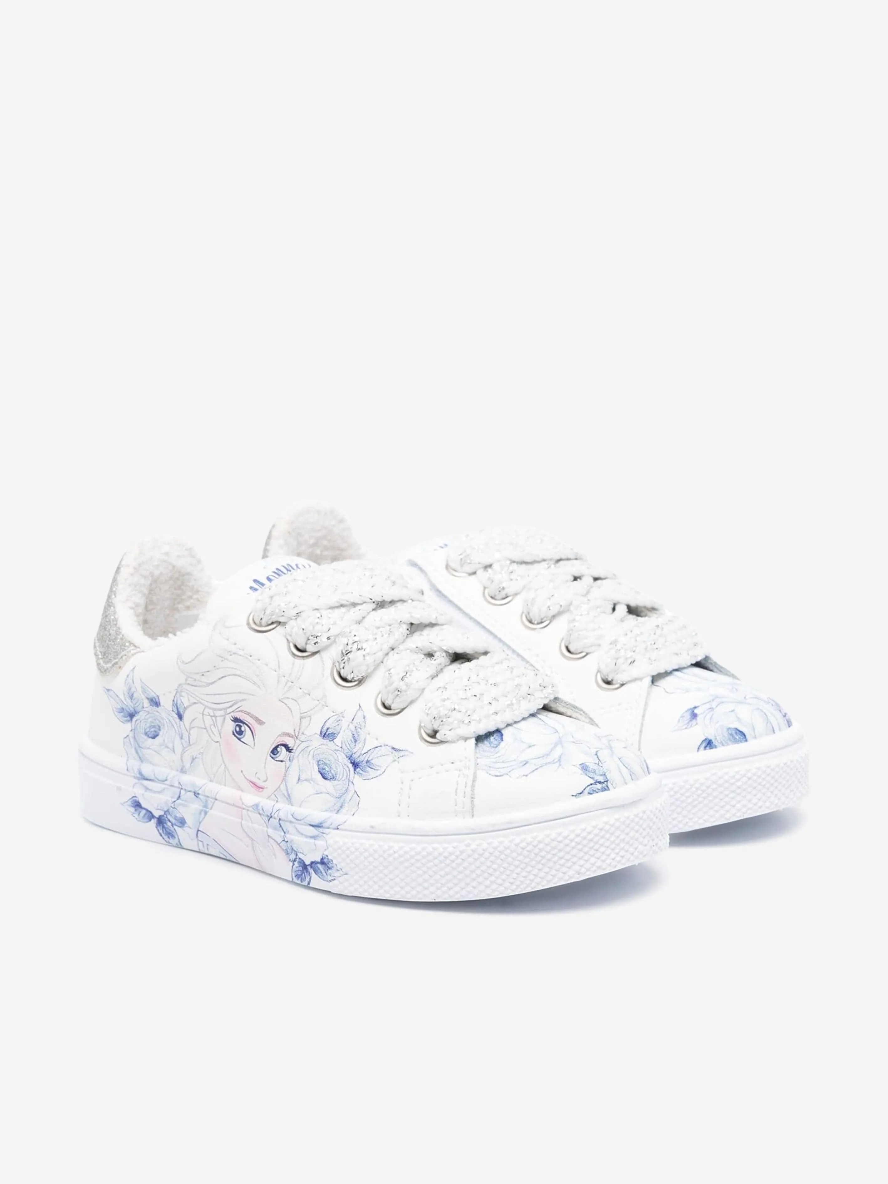 Monnalisa Chaussures de Sport en Cuir pour Filles Frozen en Blanc