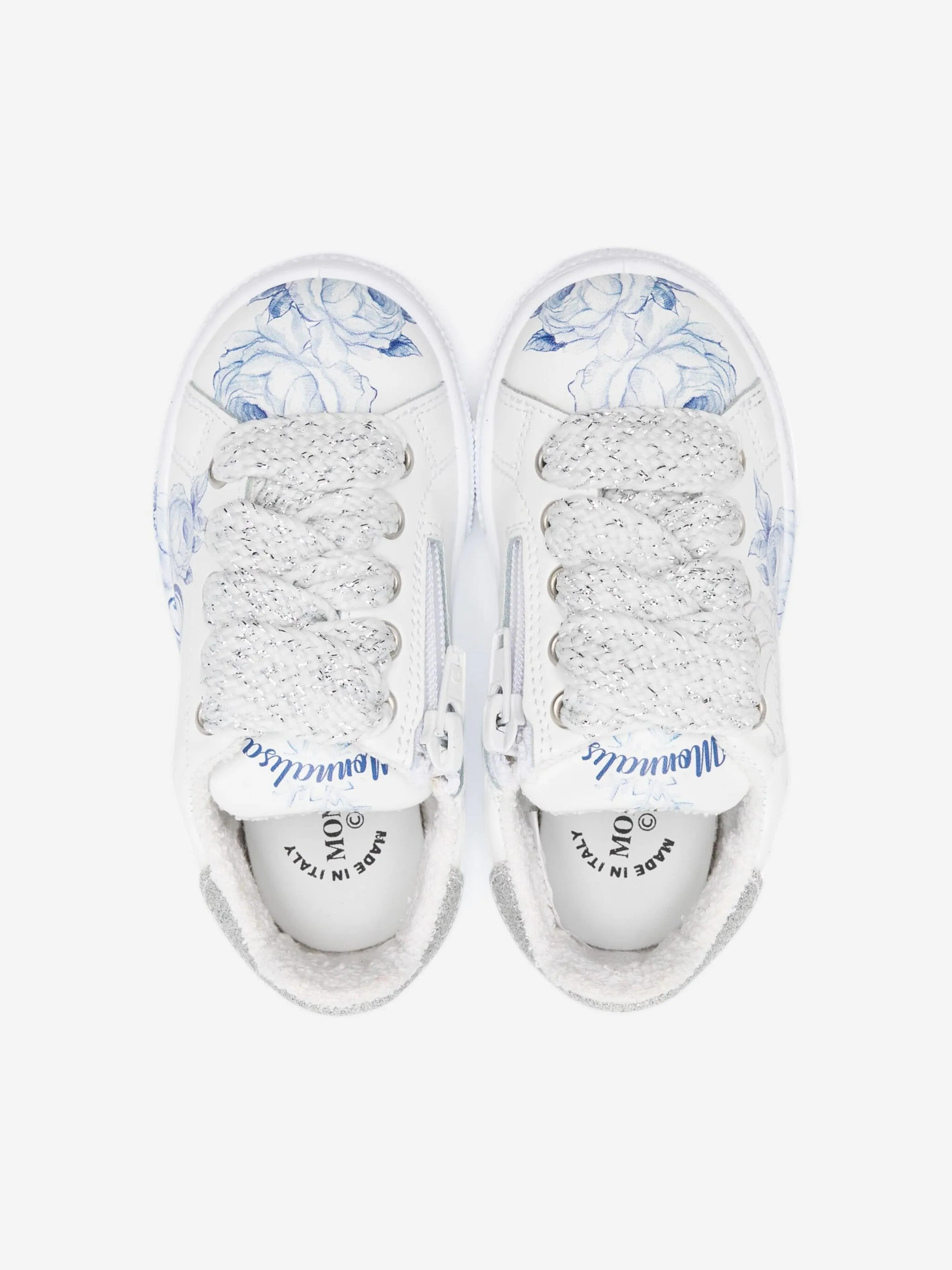 Monnalisa Chaussures de Sport en Cuir pour Filles Frozen en Blanc