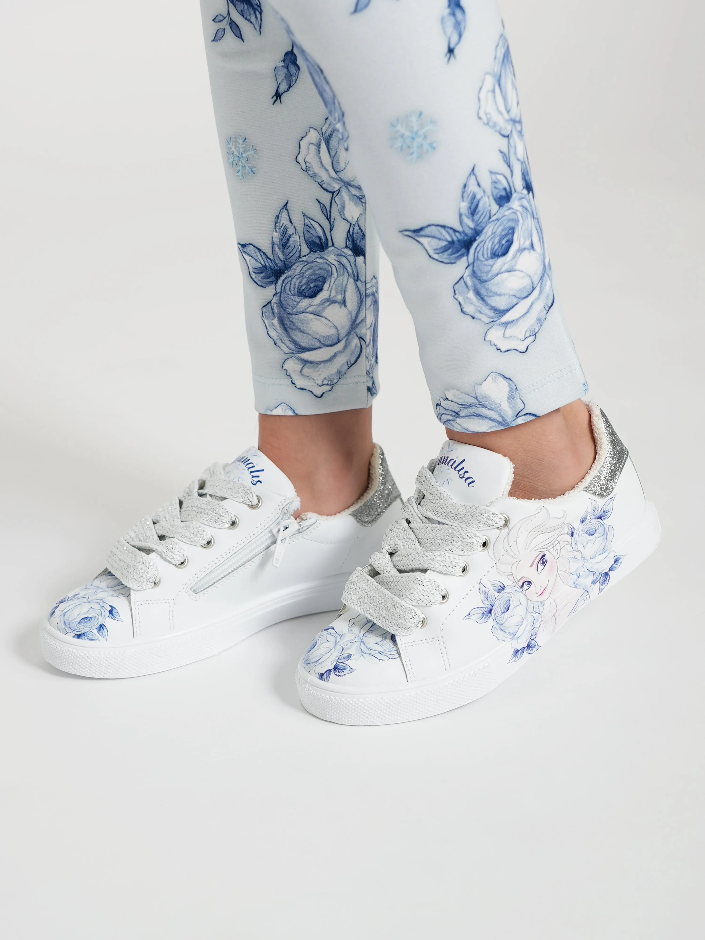Monnalisa Chaussures de Sport en Cuir pour Filles Frozen en Blanc